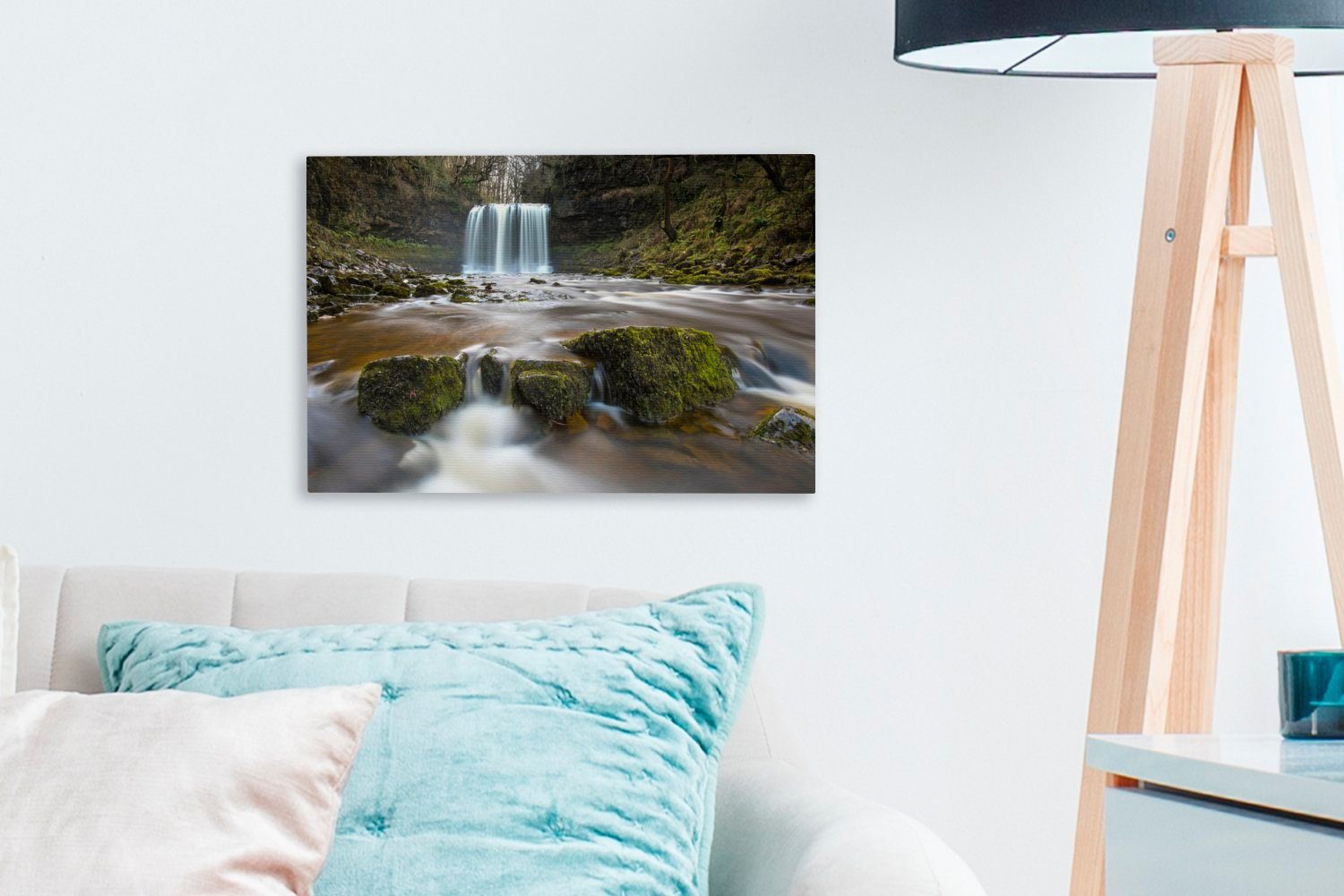 OneMillionCanvasses® in cm Leinwandbilder, 30x20 (1 National Wales, Brecon im Wasserfall Beacons Wandbild St), Aufhängefertig, Park Wanddeko, Leinwandbild