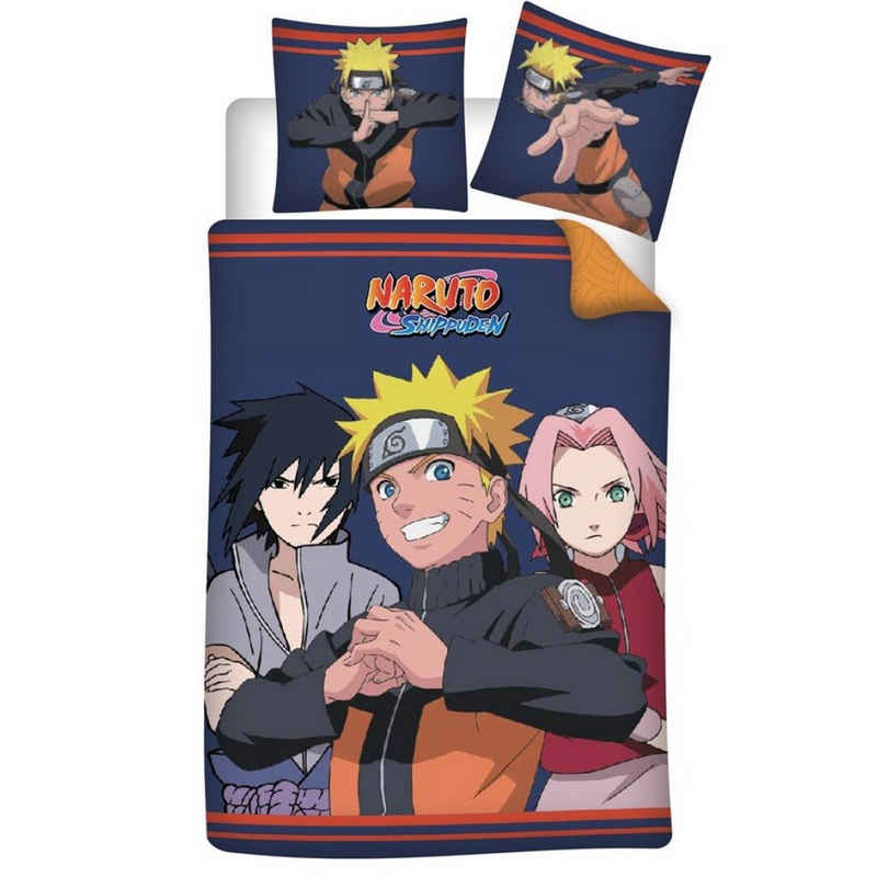 Bettwäsche Naruto Shippuden Anime Bettwäsche Set, Naruto, Mikrofaser, 135-140x200 cm Deckenbezug, 63x63 cm Kissenbezug
