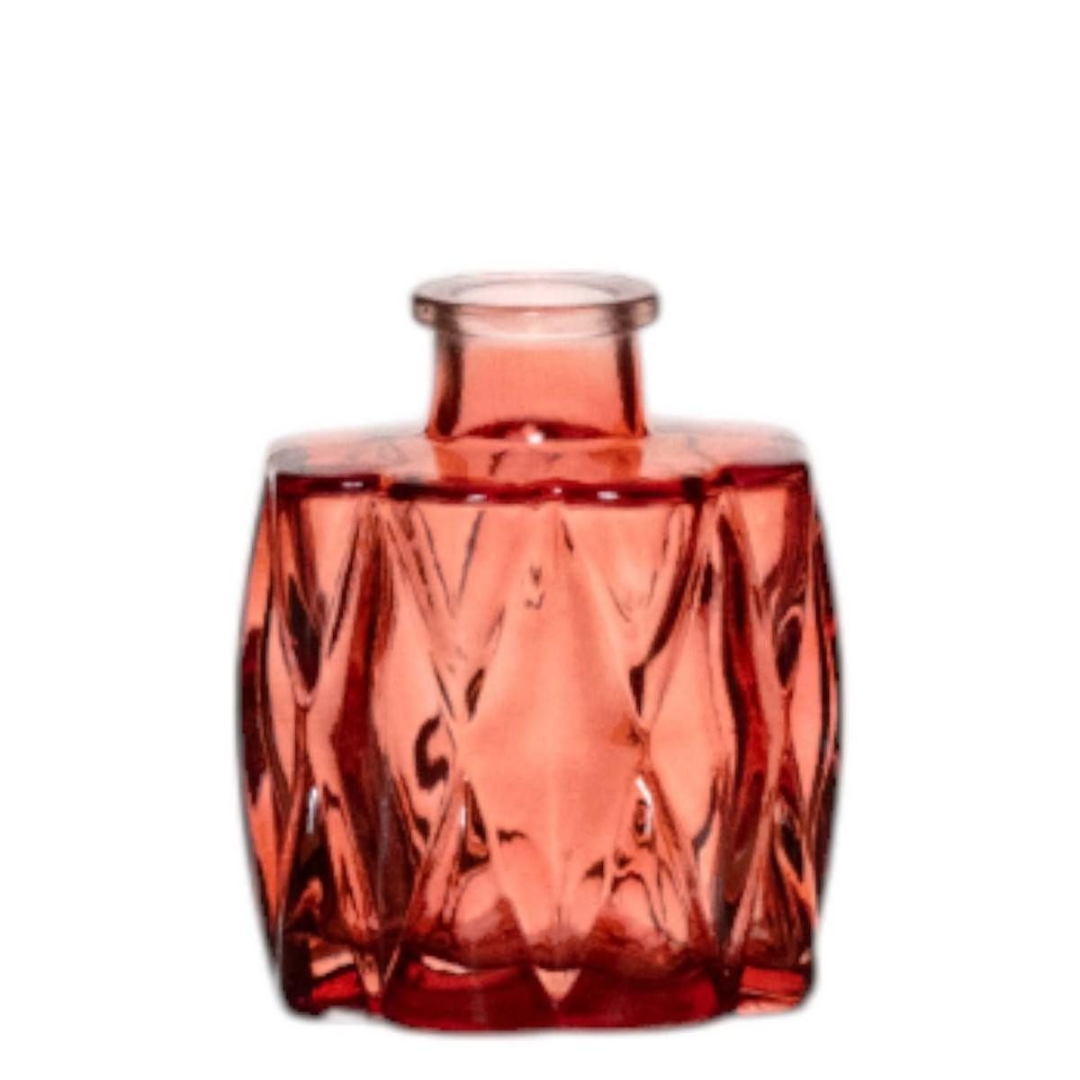 INNA-Glas Dekovase Glasvase FIZZY, mit Rillen, rot-transparent, 7x5x8cm