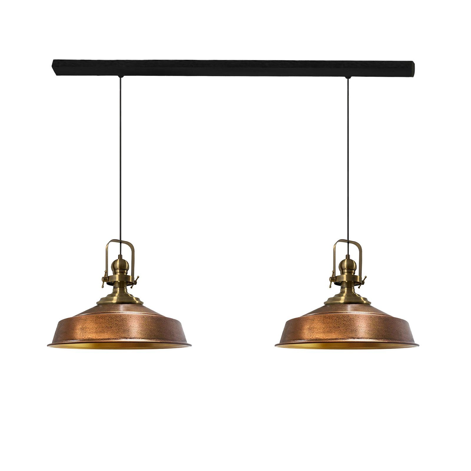 Bamyum Pendelleuchte Asletl Hängelampe aus Metall 2 Flammige, E27, Vintage Lampe, ohne Leuchtmittel Kupfer | Pendelleuchten