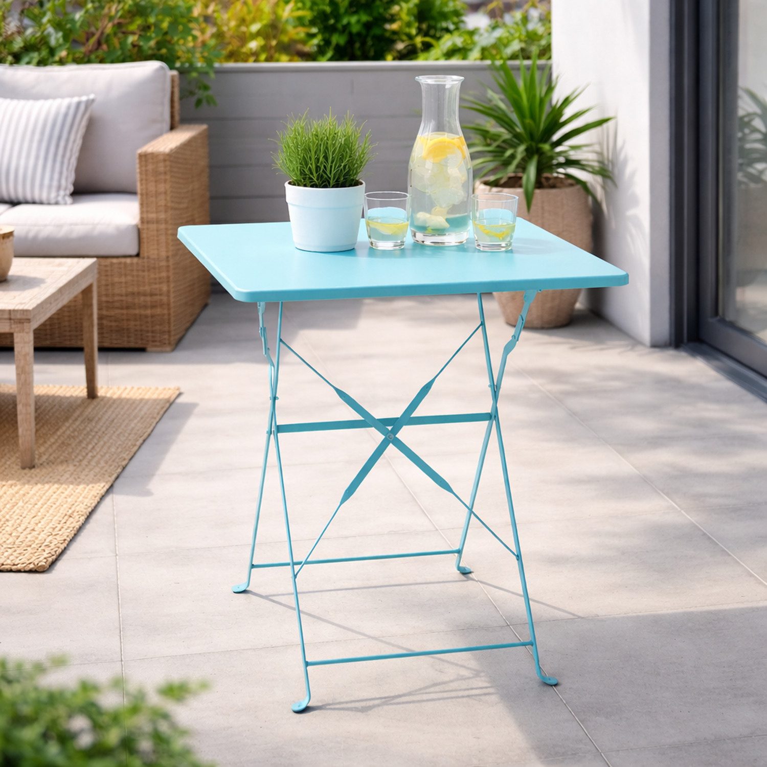 Mojawo Küchentisch Bistrotisch Klapptisch Campingtisch Balkontisch Türkis B60xH71cm