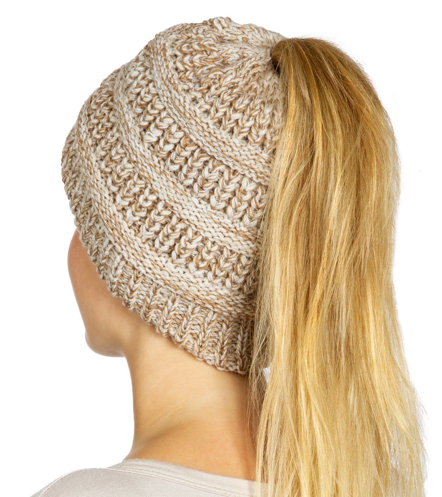 Caspar Beanie MU203 Damen Pferdeschwanz Strick Beanie Mütze