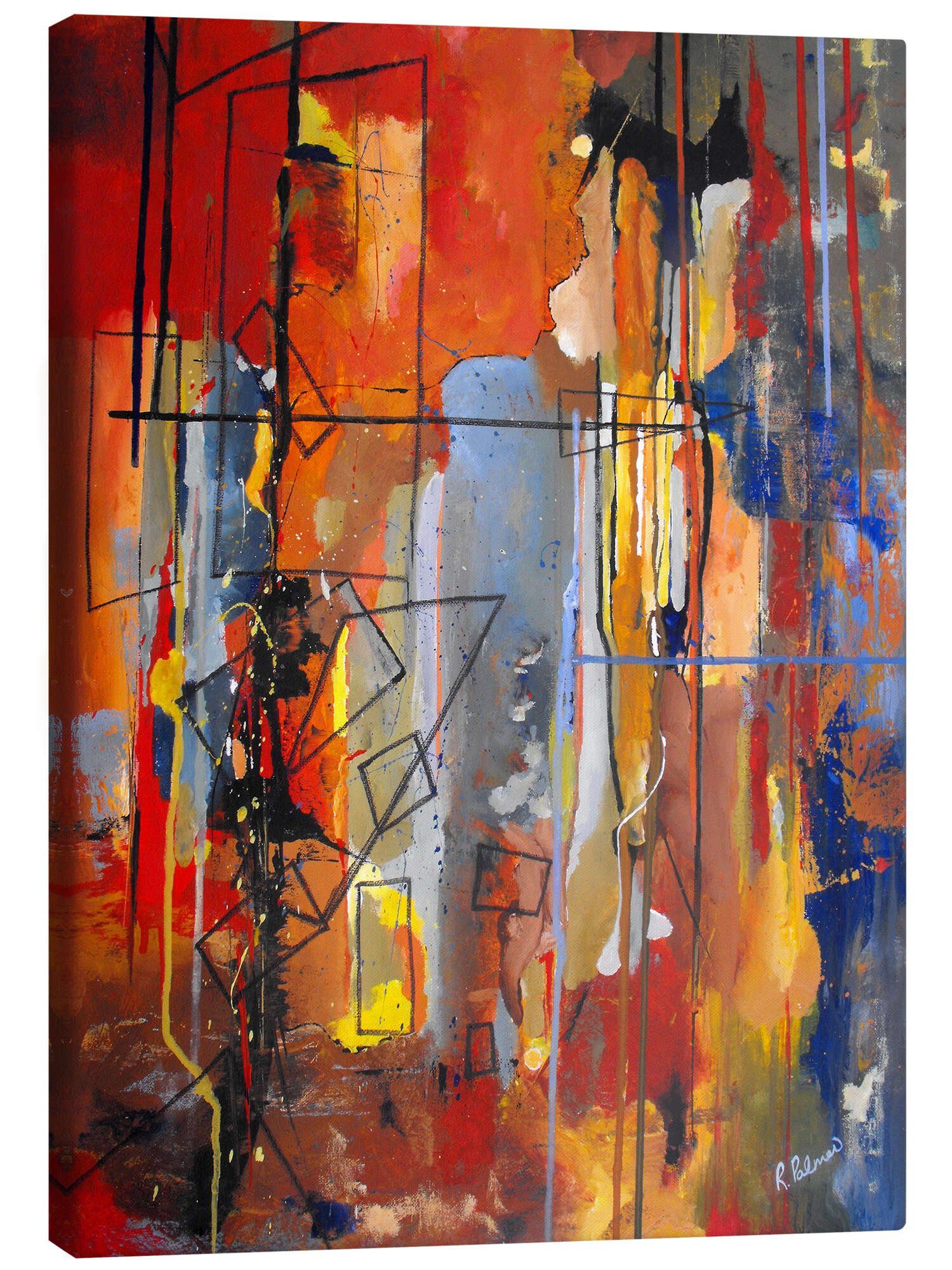 Posterlounge Leinwandbild Ruth Palmer, Regen abstrakt, Wohnzimmer Modern Malerei