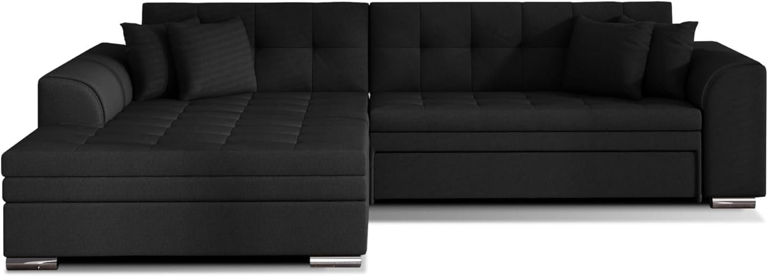 MOEBLO Ecksofa Moreno, Couch für Wohnzimmer, Schlafsofa Sofagarnitur Sofa Eckcouch L-Form Wohnlandschaft, mit Schlaffunkiton Schwarz (Sawana 14)