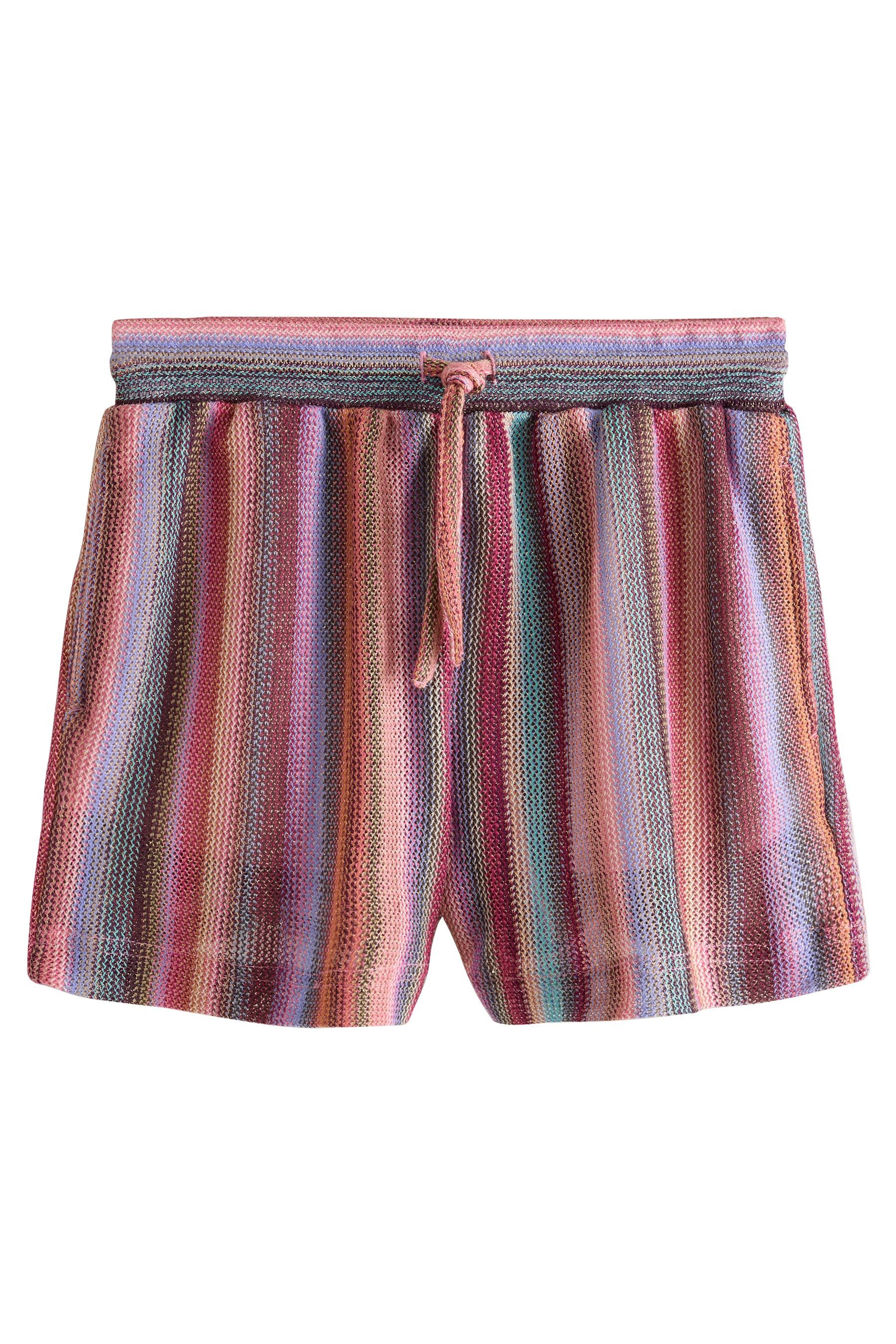 Next Sweatshorts Glitzernde Shorts in Strickoptik mit Bindegürtel (1-tlg)