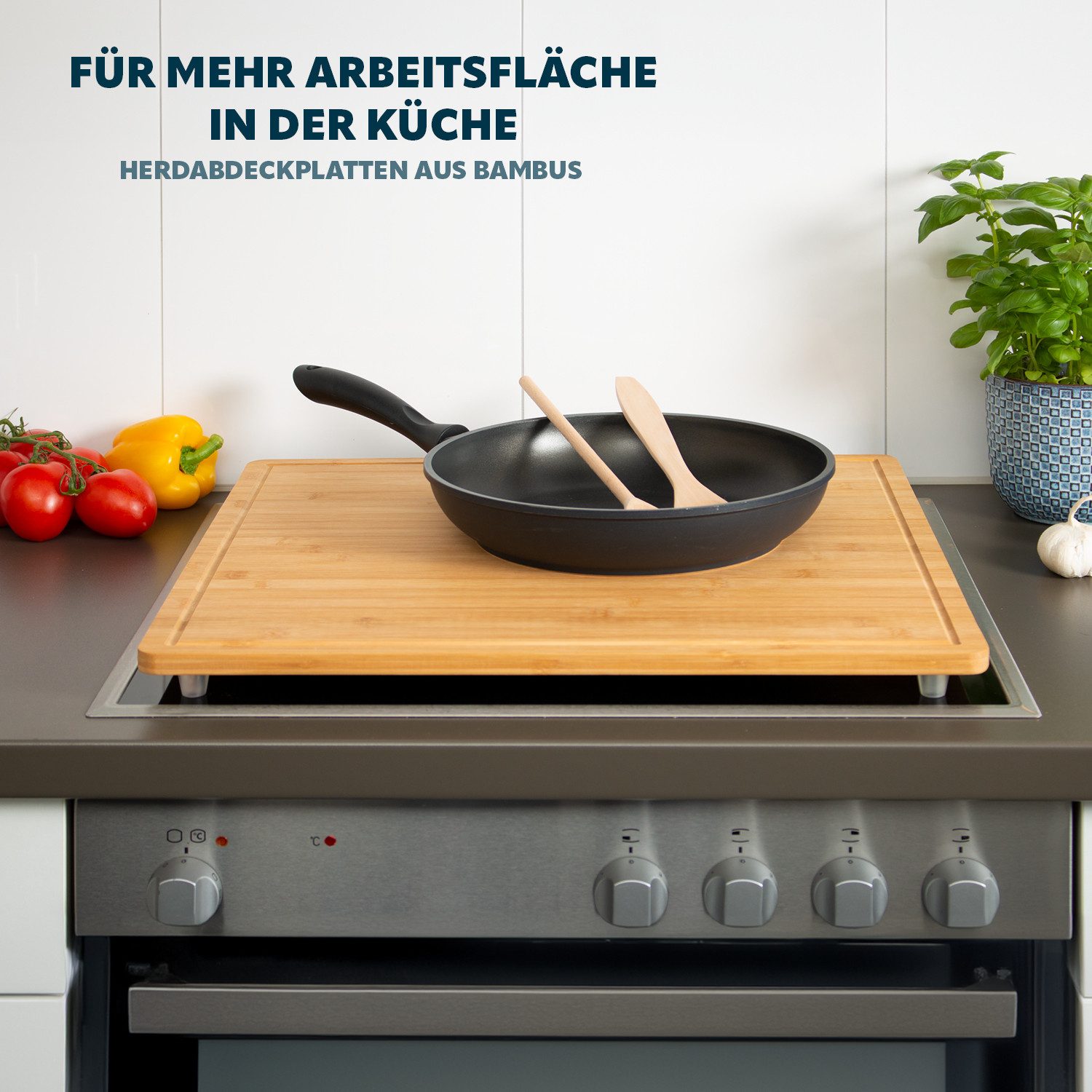Kesper Schneide- & Abdeckplatte Aus Bambus – 2 Stück, 50x28x4 Cm, Mit Saftrille