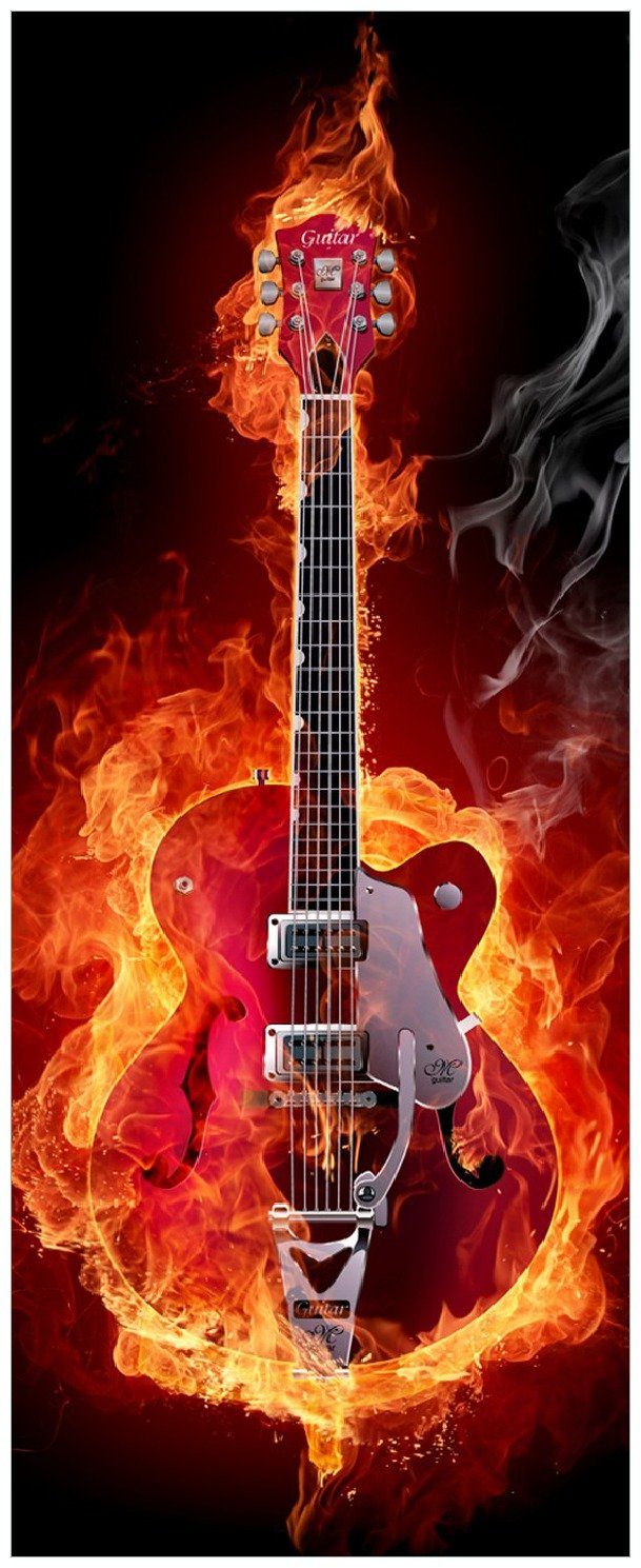 Wallario Memoboard Brennende Gitarre