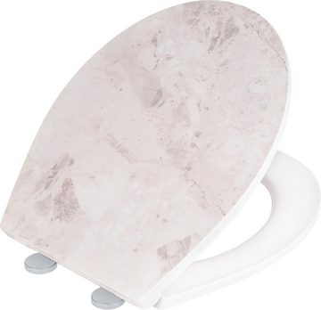 WENKO WC-Sitz White Marble, mit Relief, aus antibakteriellem Duroplast