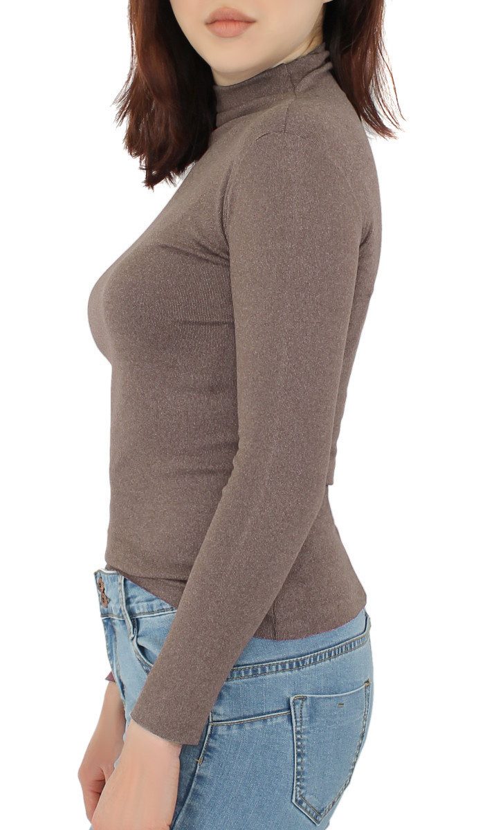 dy_mode Rollkragenshirt Damen Langarmshirt mit kurzem günstig online kaufen