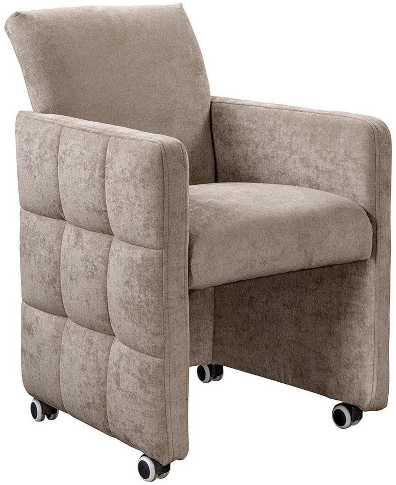 exxpo - sofa fashion Esszimmersessel Barista, Loungesessel auf Rollen mit hoher Bodenfreiheit, Barista Clubsessel auf Rollen mit schmalen Armlehnen, modernes Design
