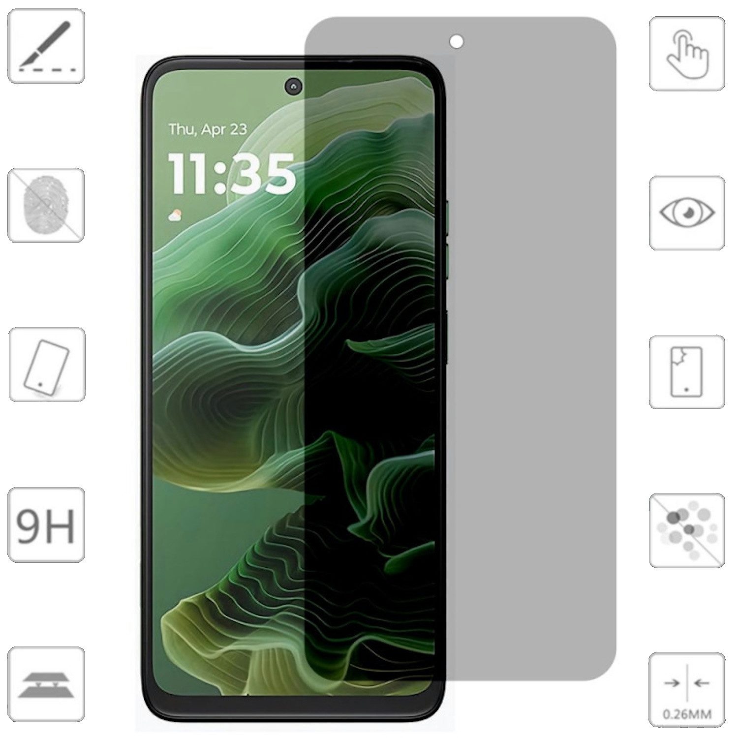 Wigento Handyhülle Für Motorola Moto G35 5G 1x 2.5D 0,26mm Privacy Display 9H Hart Glas, Privacy Display Schutz Glas