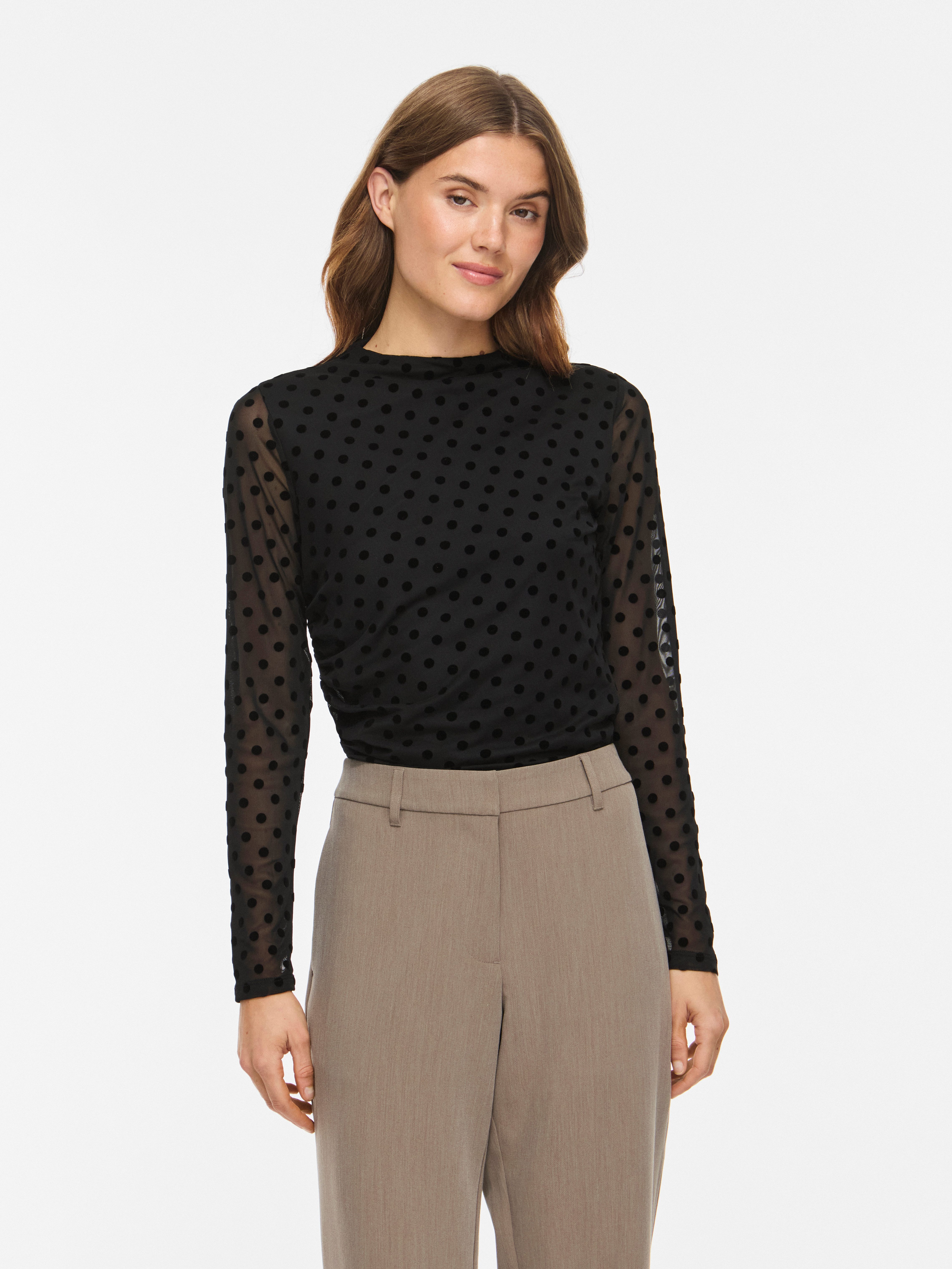 Vila Langarmshirt VIRIKKE L/S FUNNEL NECK TOP - NOOS Materialmix, eng geschnitten