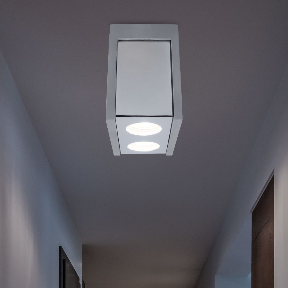 GLOBO LIGHTING Deckenspot, Leuchtmittel nicht inklusive, Deckenlampe Schlafzimmerleuchte Metall Beton grau 2 Flammig L 18 cm