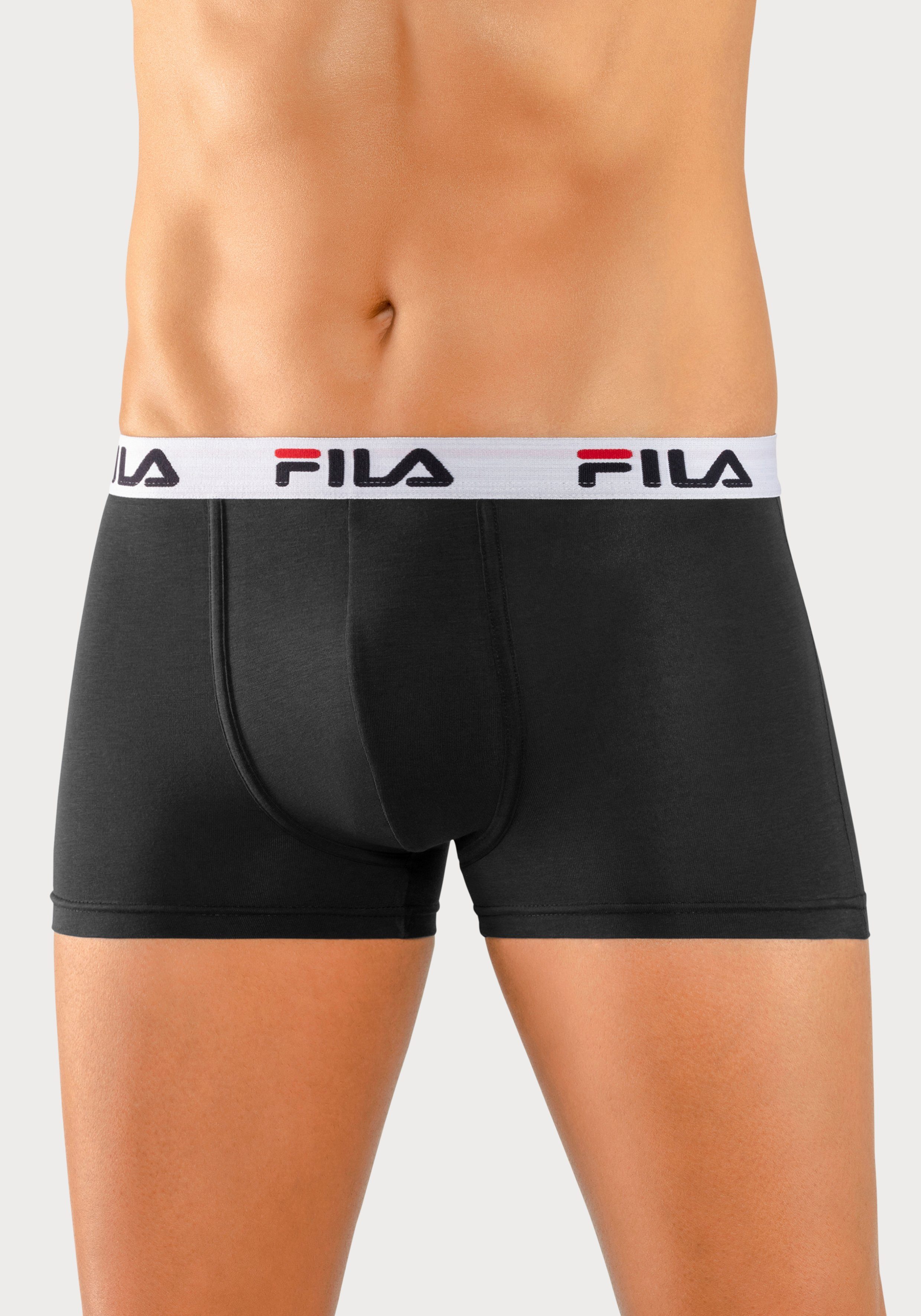 Boxer mit im Logo Bund Fila Schriftzug 3-St) (Packung, schwarz