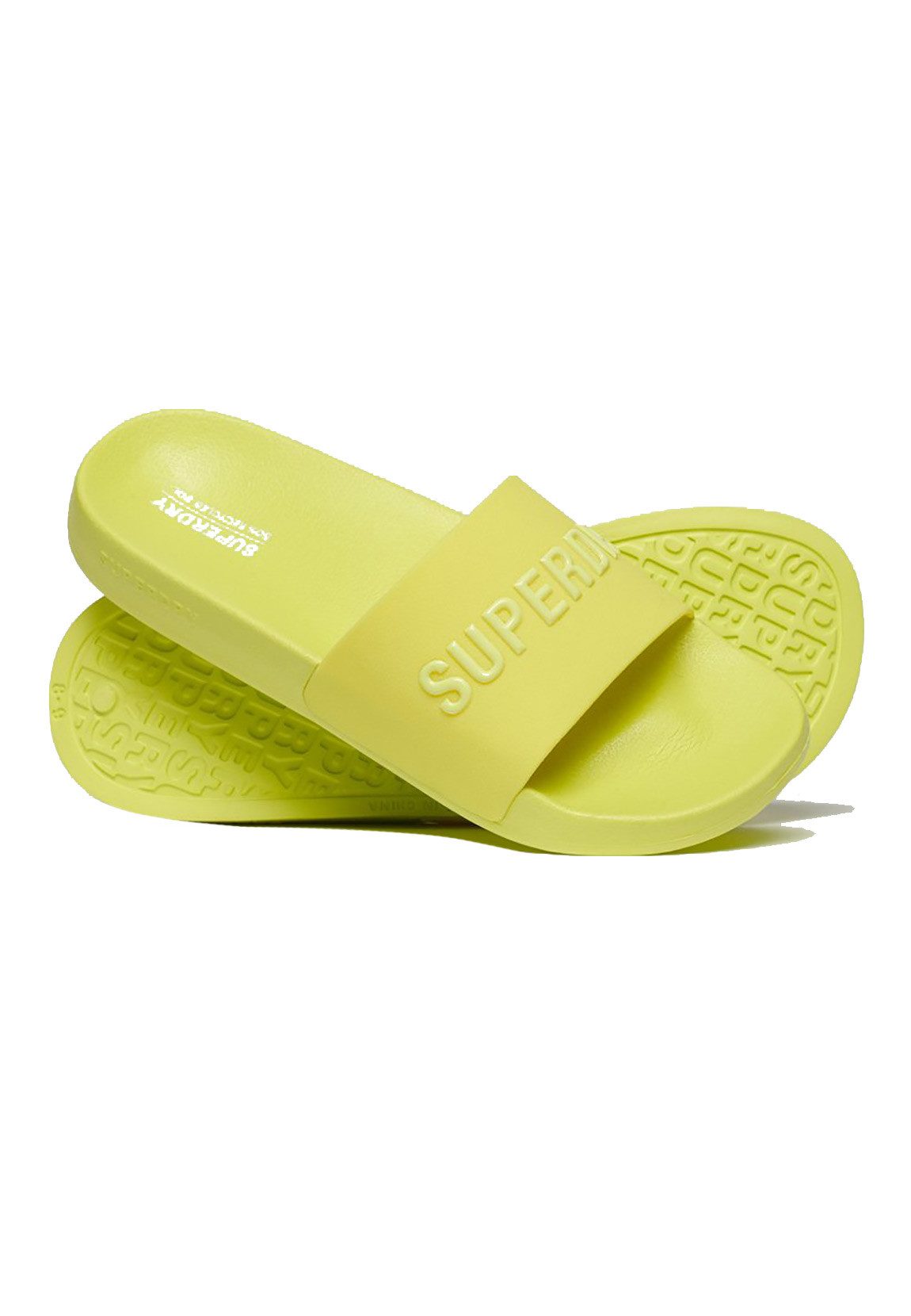 Superdry Superdry Damen Bade-Sandalen LOGO VEGAN POOL SLIDE Sunny Lime Green Badesandale