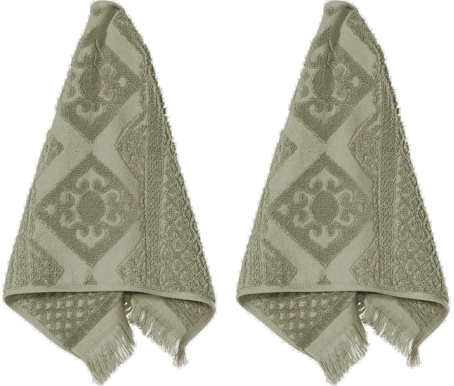 PAD Gästehandtücher HARLEM, 30x50 cm, Frottee (Set, 2-St), hochwertige Jacquard-Webung, besonders weicher Griff, mit Fransen