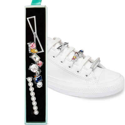 leazy Schuhanstecker Schuhschmuck Sets für Sneakers & Freizeitschuhe Schuh Schmuck Clips, Schnürsenkel Charms mit Perlen, Kristall & Strass