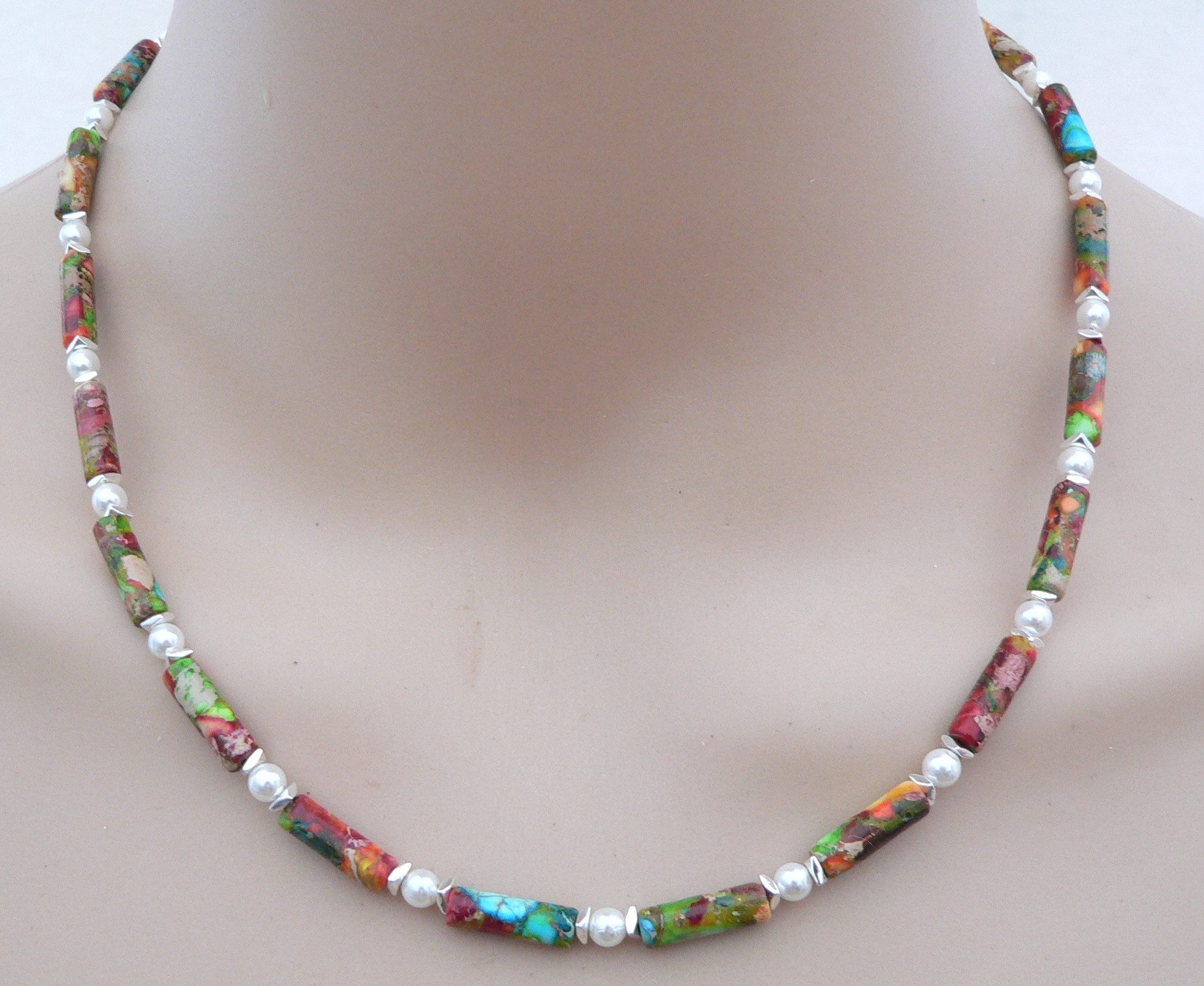 traumschmuck Collier 041b Collier Sediment Jaspis Süsswasserperle bunt Häma günstig online kaufen