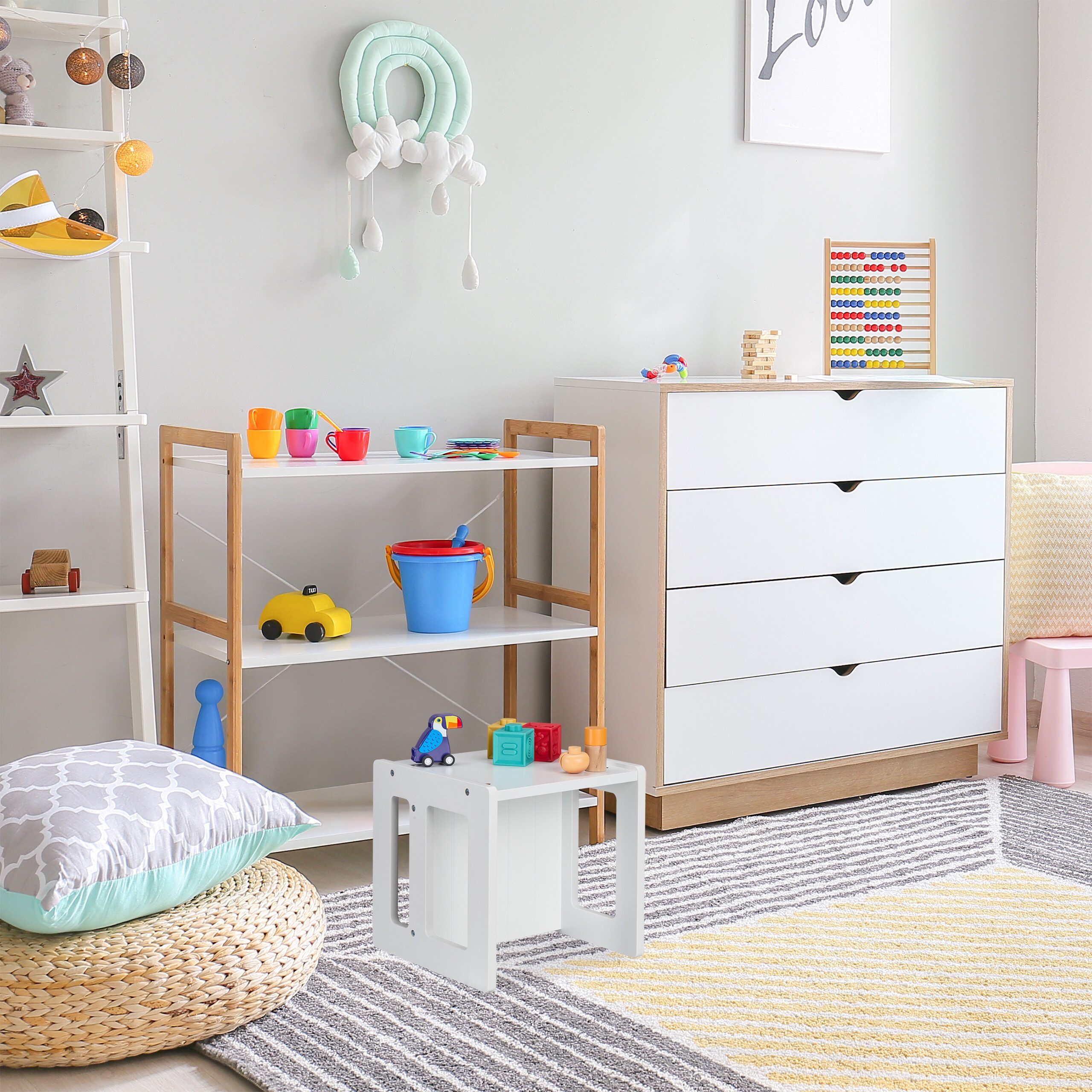 relaxdays Kinderhocker Wendbarer Sitzhocker für Kinder