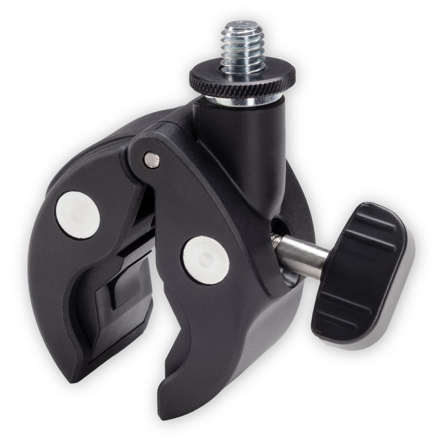 König & Meyer Klemmen K-M Universalklemme 23690 Stativklemme 3/8 Zoll, (Universalklemme, schwarz), Gummierte Spannbacken zur Schonung der Oberflächen