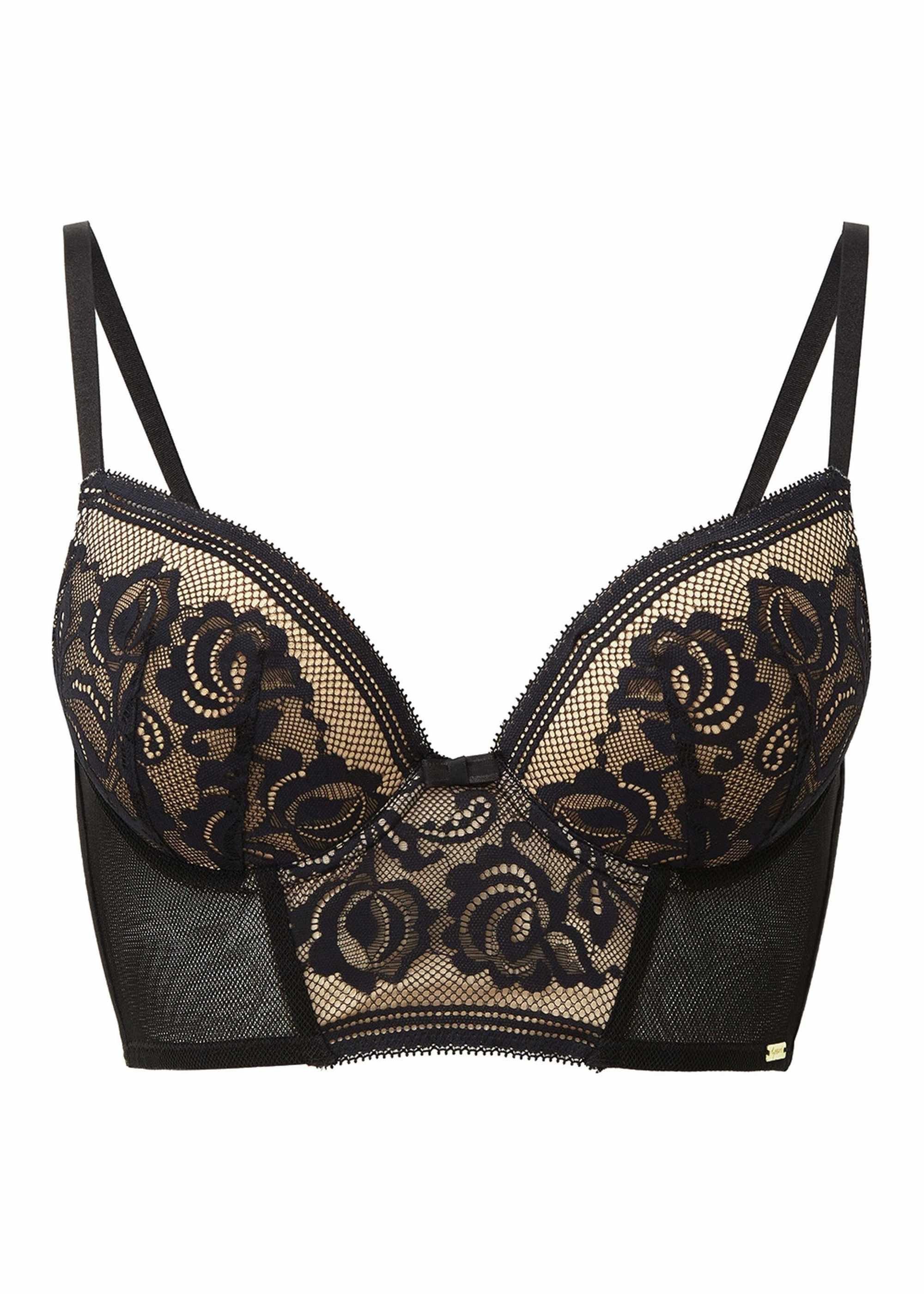 Gossard Longline-BH Encore Push-Up Longline BH Black/natur (Longline BH, 1-tlg., glatte Spitze) verführerisch sexy