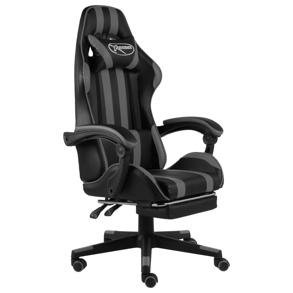 Bürostuhl Gaming-Stuhl mit Fußstütze Schwarz und Grau Kunstleder