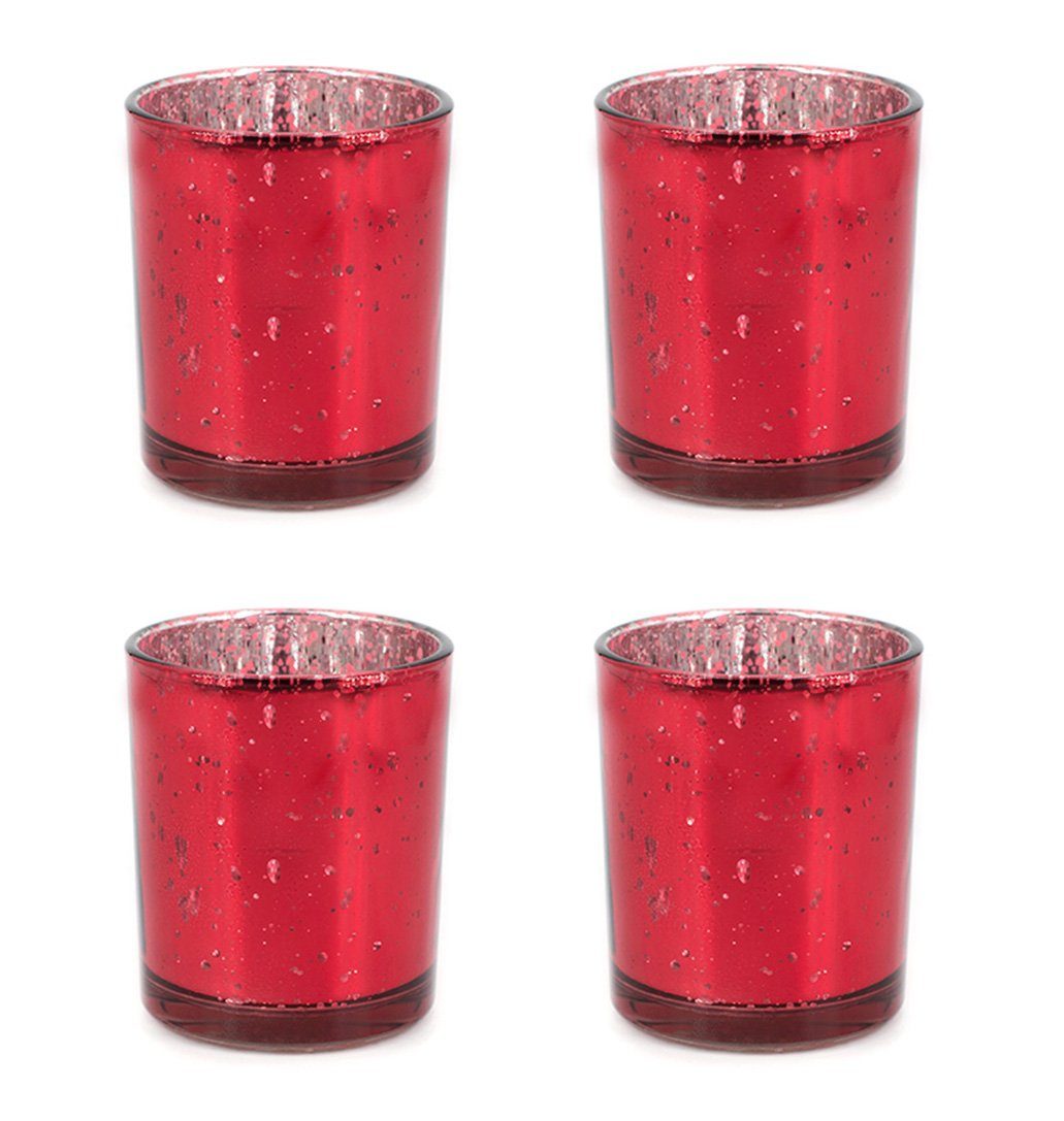 Creativery Teelichthalter, Teelichthalter Glas 6x7,2cm rot 4er Set günstig online kaufen