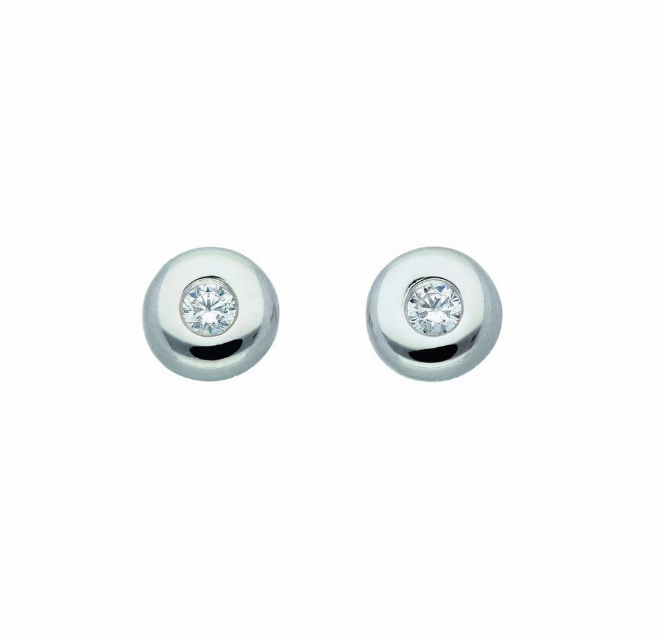 Adelia´s Paar Ohrhänger 1 Paar 925 Silber Ohrringe / Ohrstecker mit Zirkonia  Ø 4,4 mm, mit Zirkonia Silberschmuck für Damen