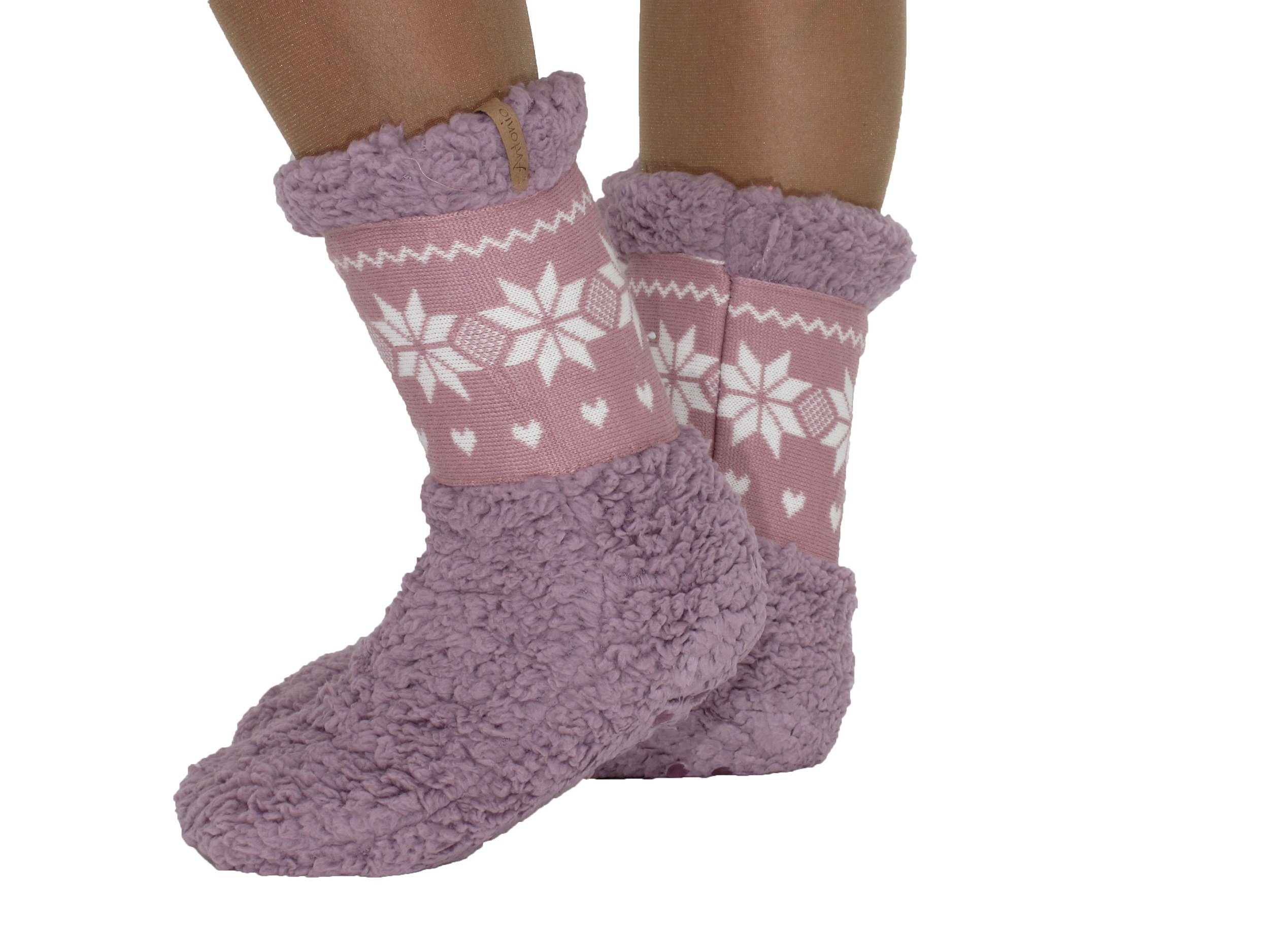 Haussocken Damen Hüttensocken Haussocken Hüttenschuhe ABS Teddy Gr.35-42 Farbe: