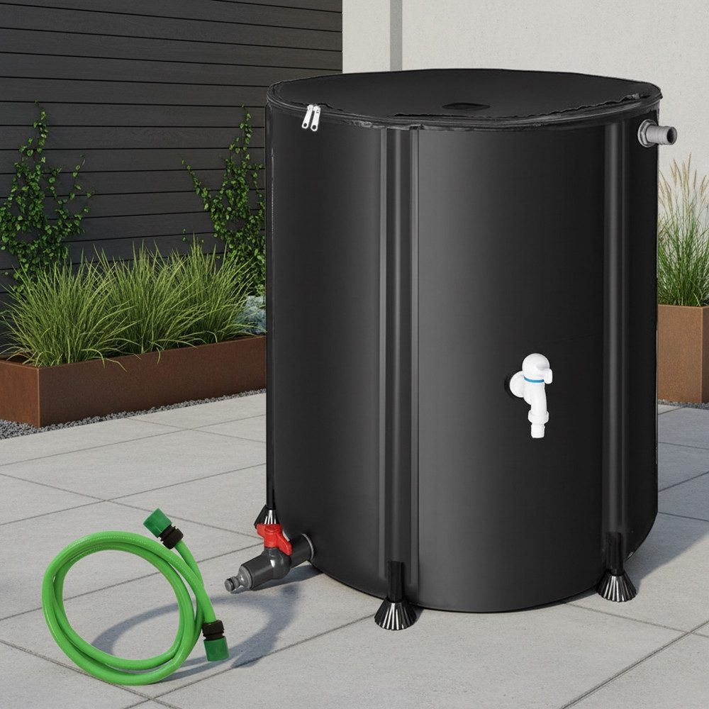 Melko Regentonne Regenwassertank faltbar Regenfass Wassertank Regenwassertonne, 250 l, (Stück, Stück), inkl. 2 Meter Wasserschlauch mit Anschluss