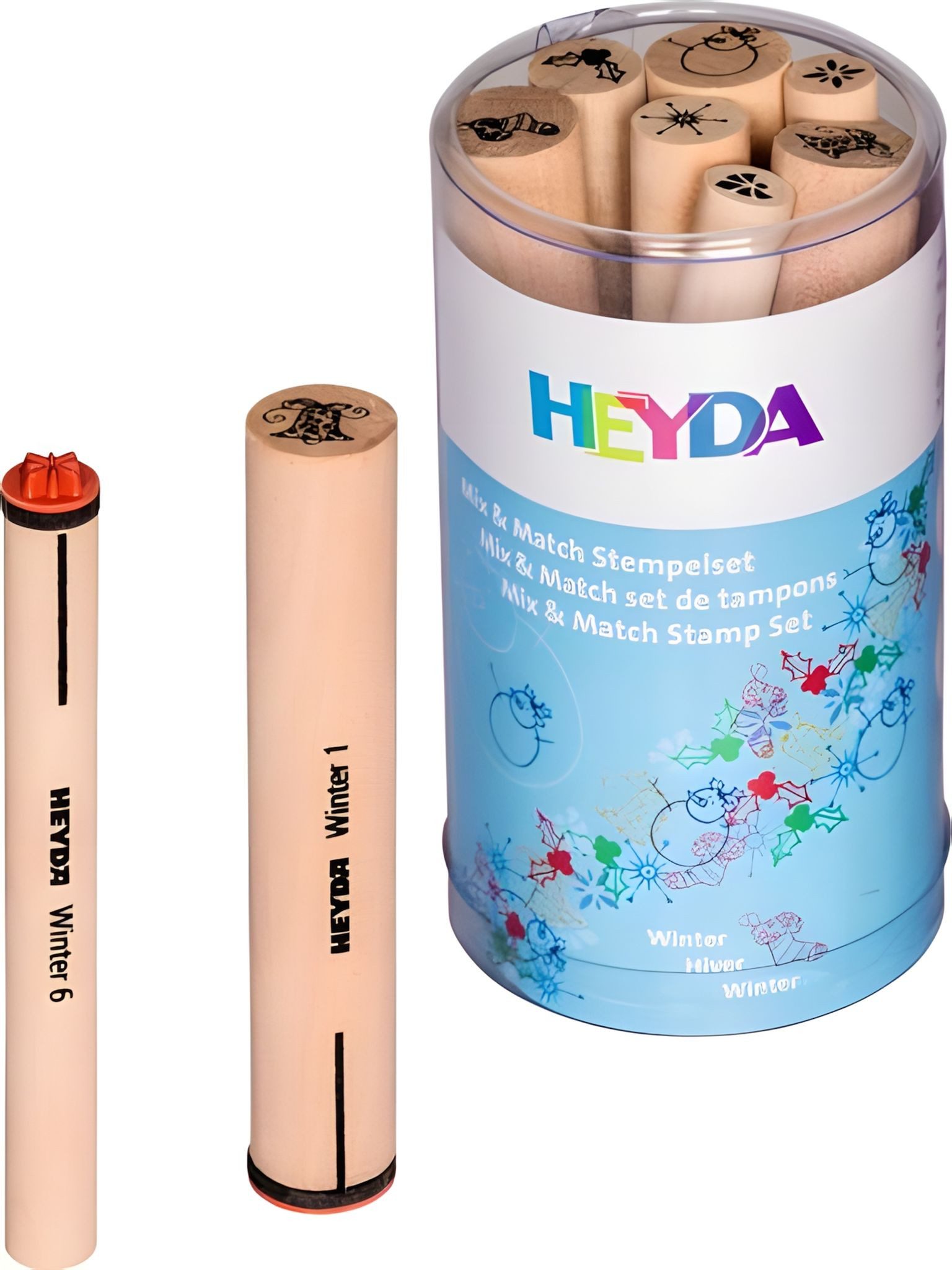 Heyda Stempel HEYDA 204888446 Stempel-Set Mix& Match Winter Holz