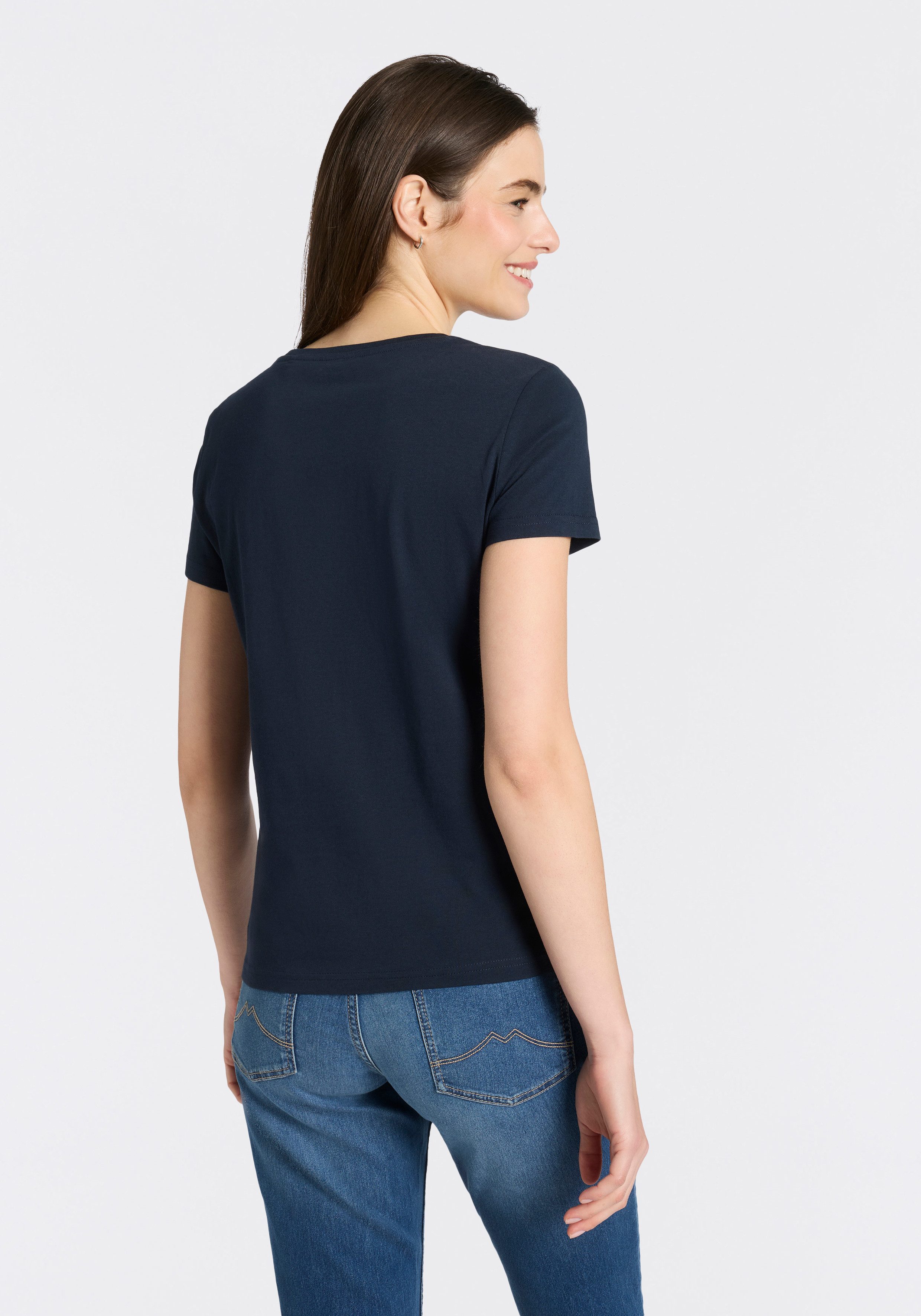 MUSTANG T-Shirt normale Passform, Kurzarm-Design