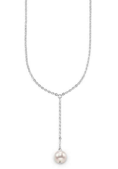 Bruno Banani Y-Kette Schmuck Geschenk, Halskette Perle Ankerkette Silber, mit Süßwasserzuchtperle