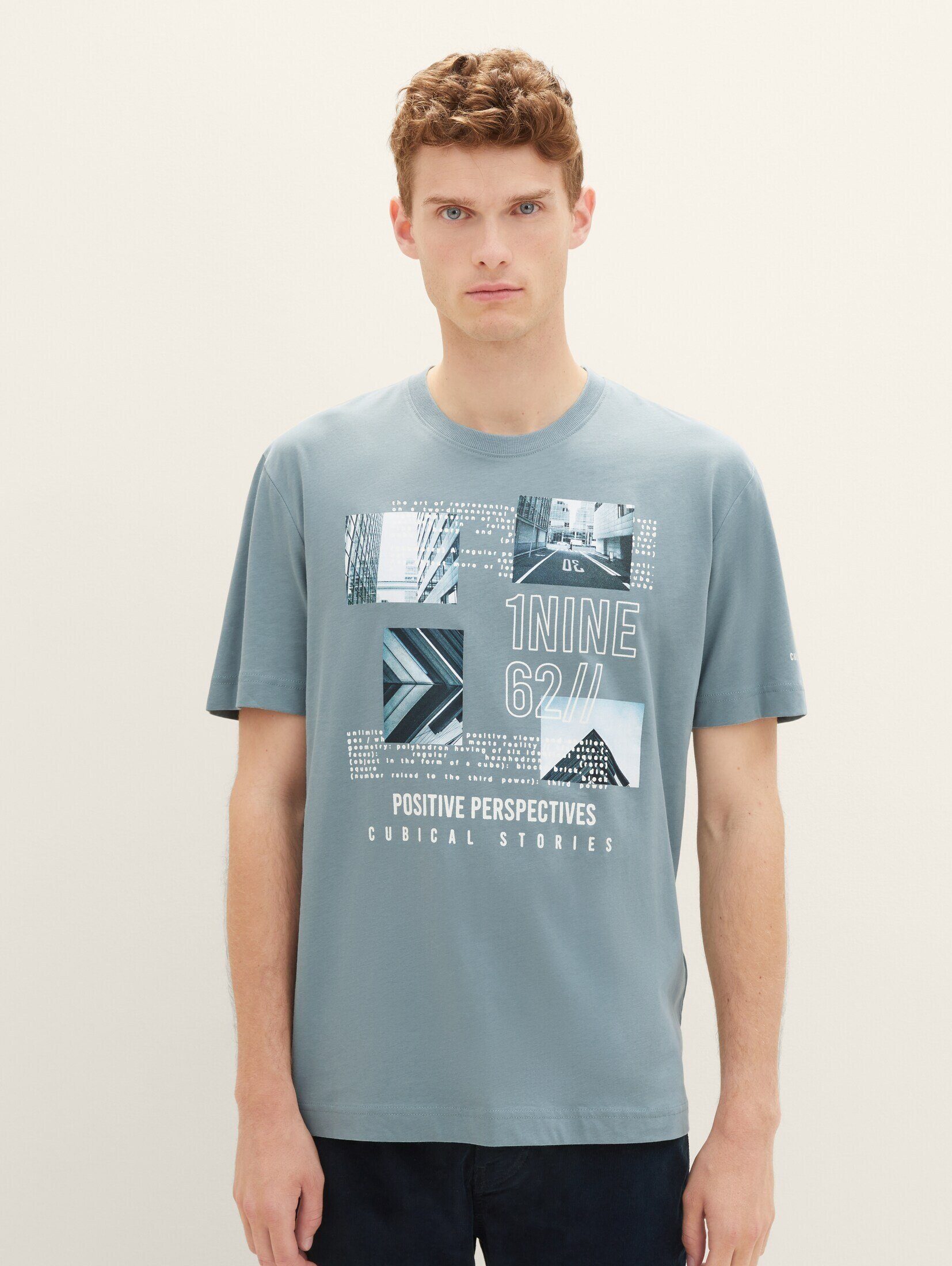 TOM TAILOR T-Shirt T-Shirt mit Print grey mint