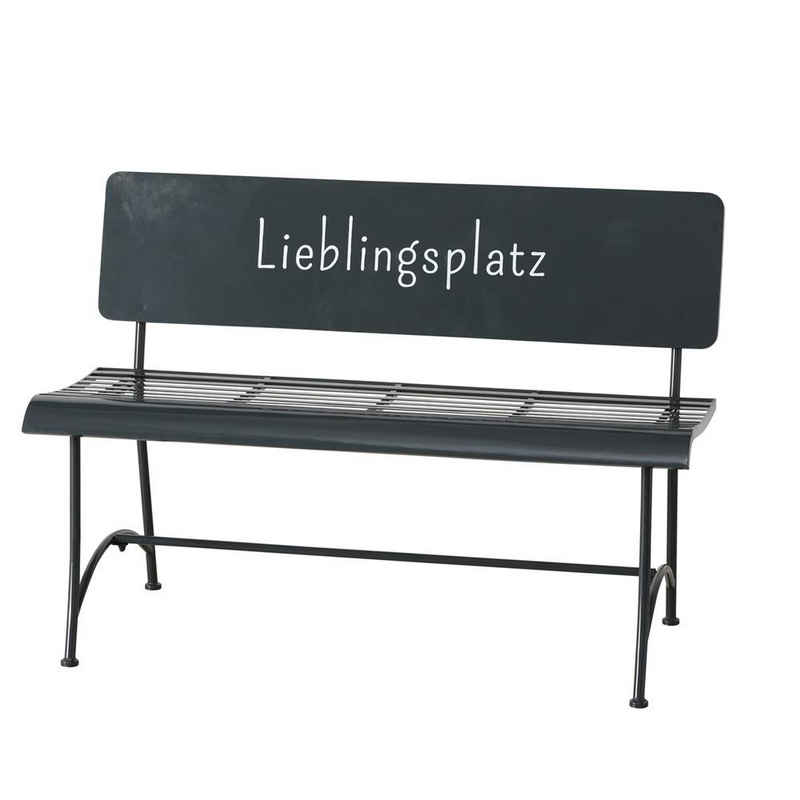 BOLTZE Gartenbank Bank Lieblingsplatz, Metall Dunkelgrau 115 x 55 x 80 cm Outdoor