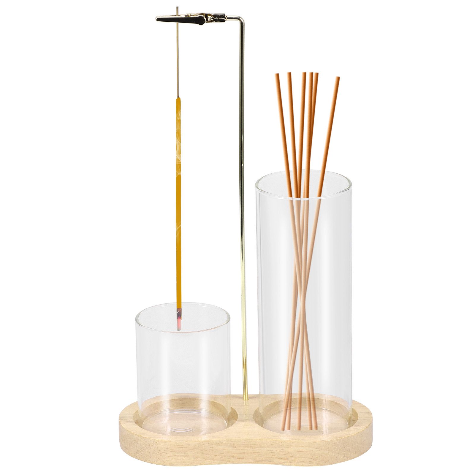 BlingBin Räucherstäbchen-Halter Räucherstäbchen mit Abnehmbarem Glas Aschefänger, (1 St), Holz Räucherstäbchen Halterung Umgedrehter Räuchergefäß für Yoga