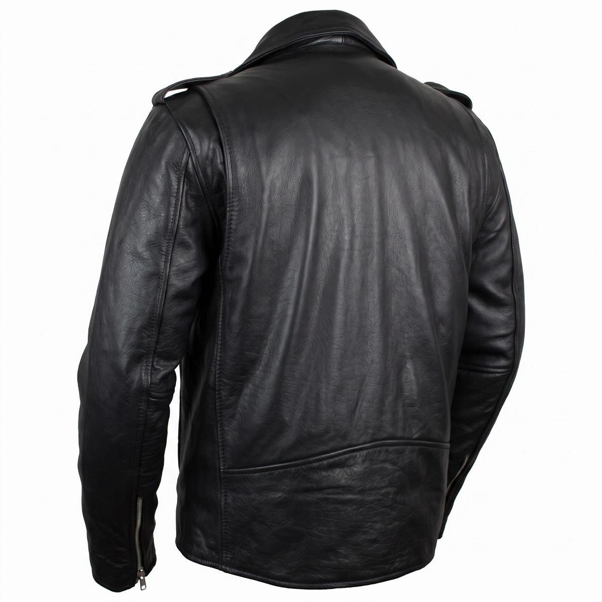 MDM Lederjacke Herren Biker Rocker Billy Motorrad Lederjacke mit Reverse Kragen – Bild 4 von 5