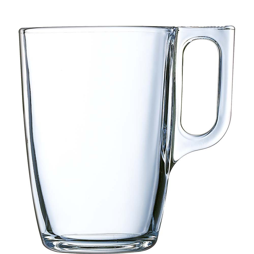 Voluto, gehärtet, Stück Tasse 320ml Arcoroc Obertasse 6 Glas Kaffeetasse Glas gehärtet transparent