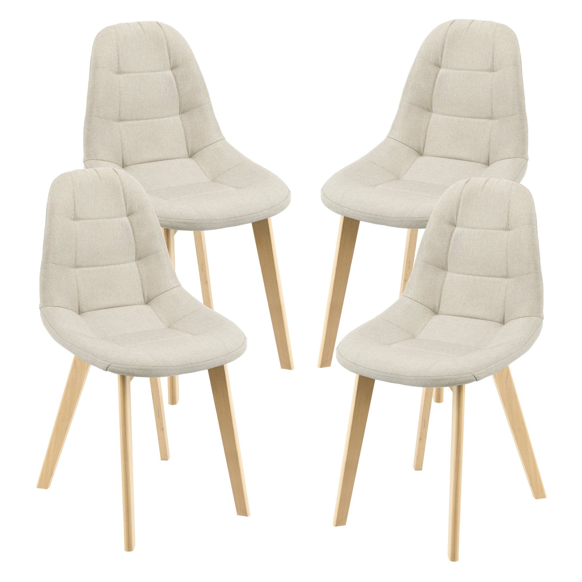 en.casa Esszimmerstuhl, »Kopparberg« Polsterstühle 4er Set Küchenstuhl Stoffbezug Beige