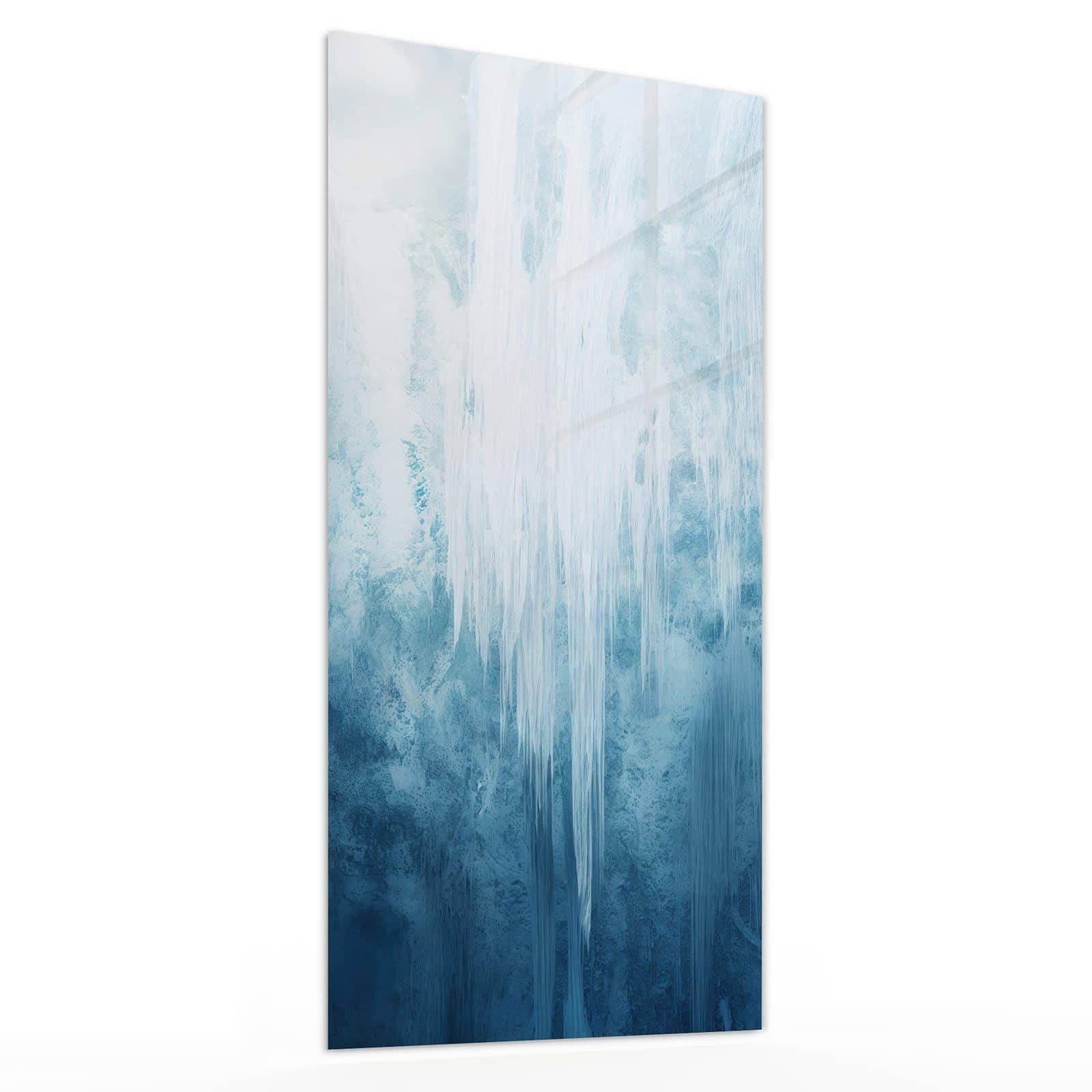 Primedeco Glasbild Wandbild Gefrorener Wasserfall mit Aufhängung, Unterwasserwelt (21 verschiedene Größen, 1 St), Elegante Aufhängung