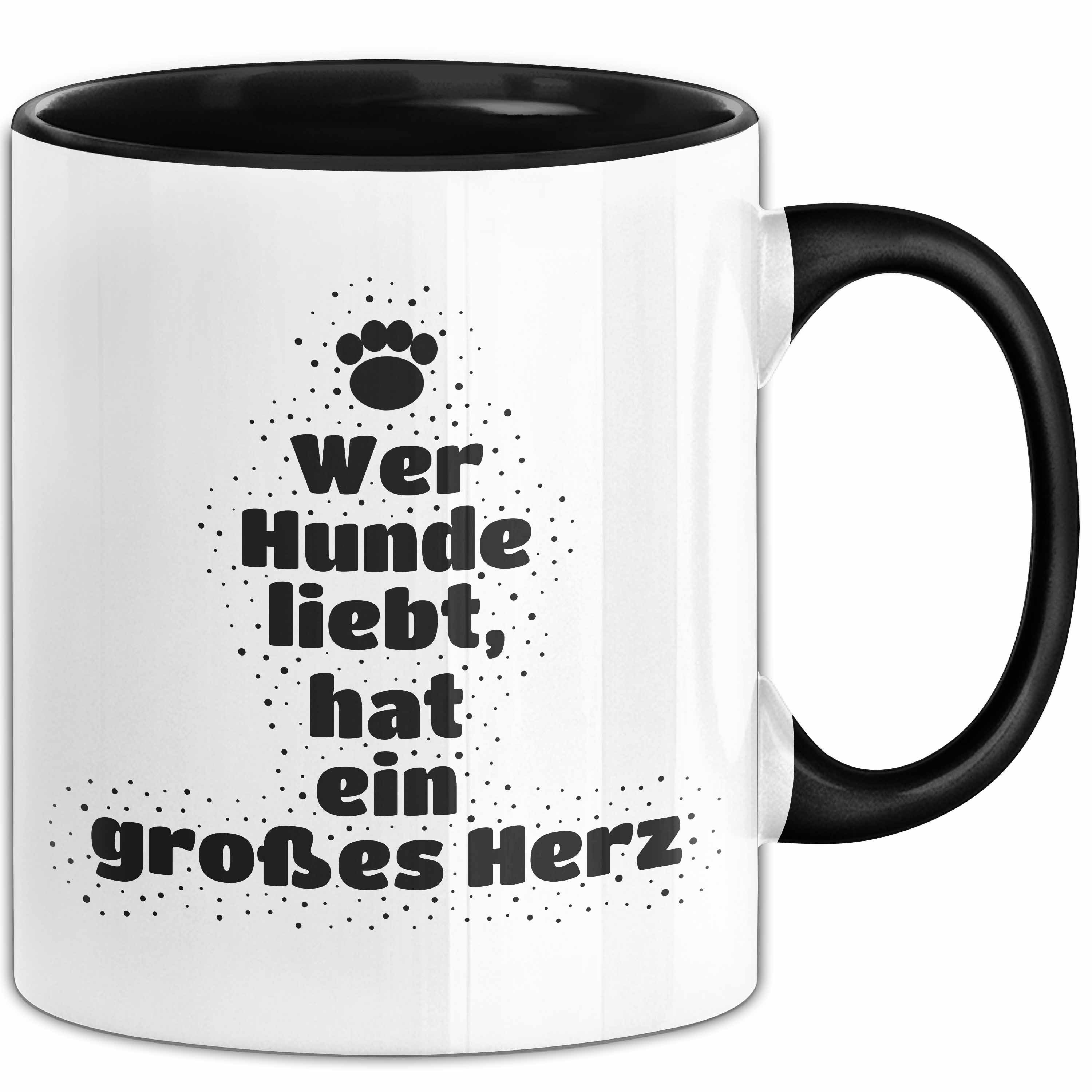 Trendation Tasse Wer Hunde liebt, hat ein großes Herz Tasse Geschenk Hundeliebhaber, Keramik