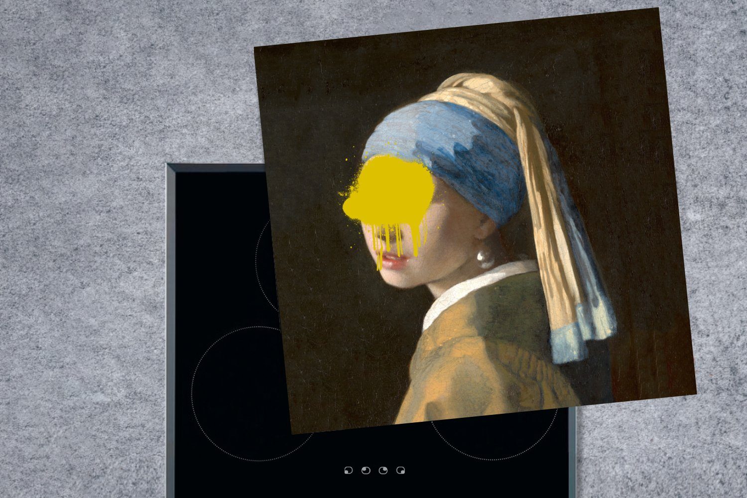 MuchoWow Herdblende-/Abdeckplatte Mädchen mit Vermeer Perlenohrring küche Kunst, für cm, 78x78 - Ceranfeldabdeckung, - Vinyl, (1 tlg), Arbeitsplatte