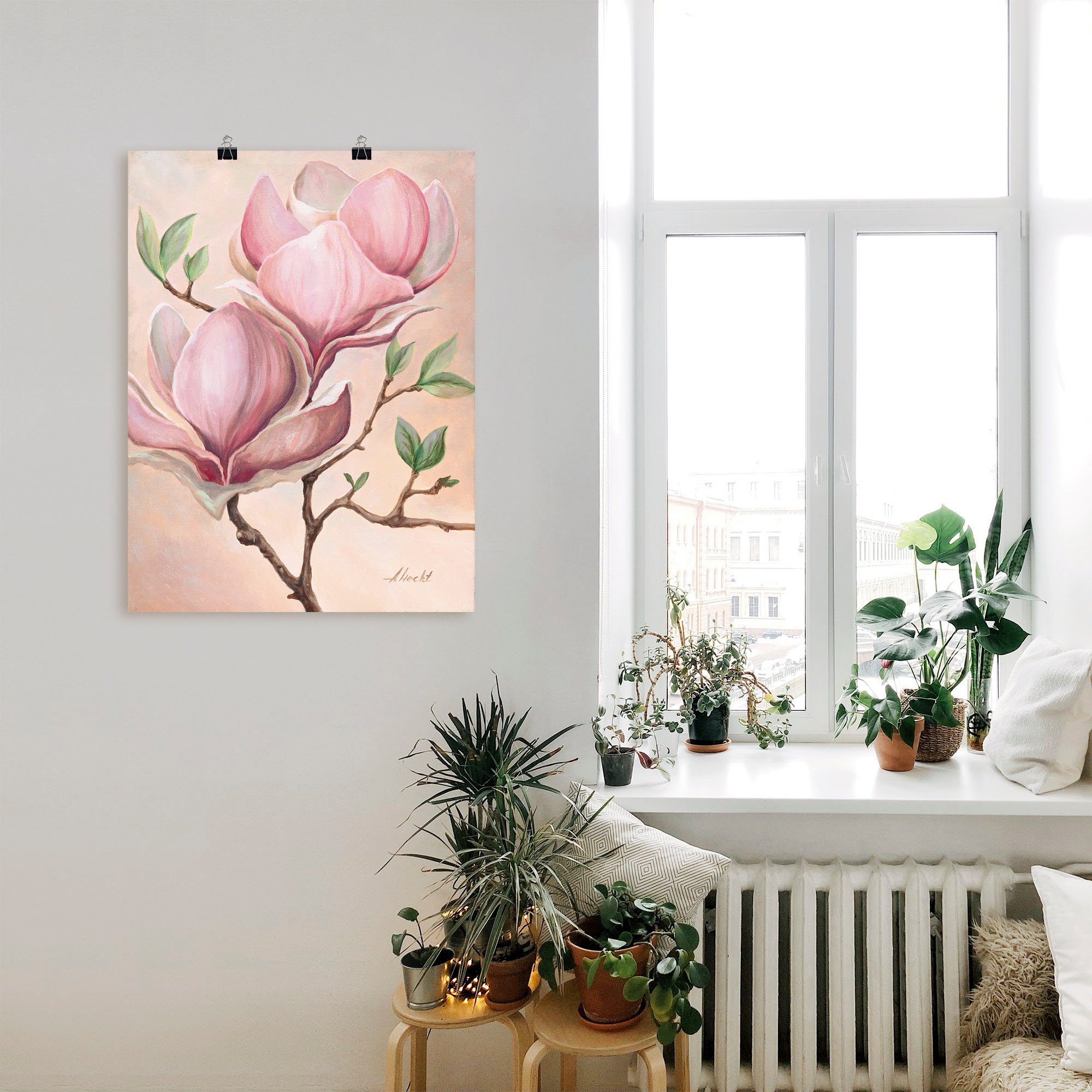 Artland Wandbild Magnolienblüten, Blumen (1 St), als Leinwandbild, Poster in verschied. Größen
