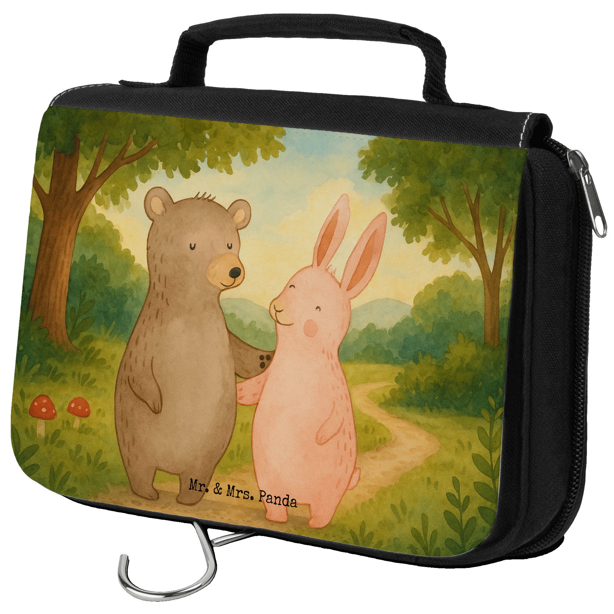 Kulturbeutel Bär und Hase Umarmen Design, Kosmetiktasche, Weiß, Freunde, Kosmetikt