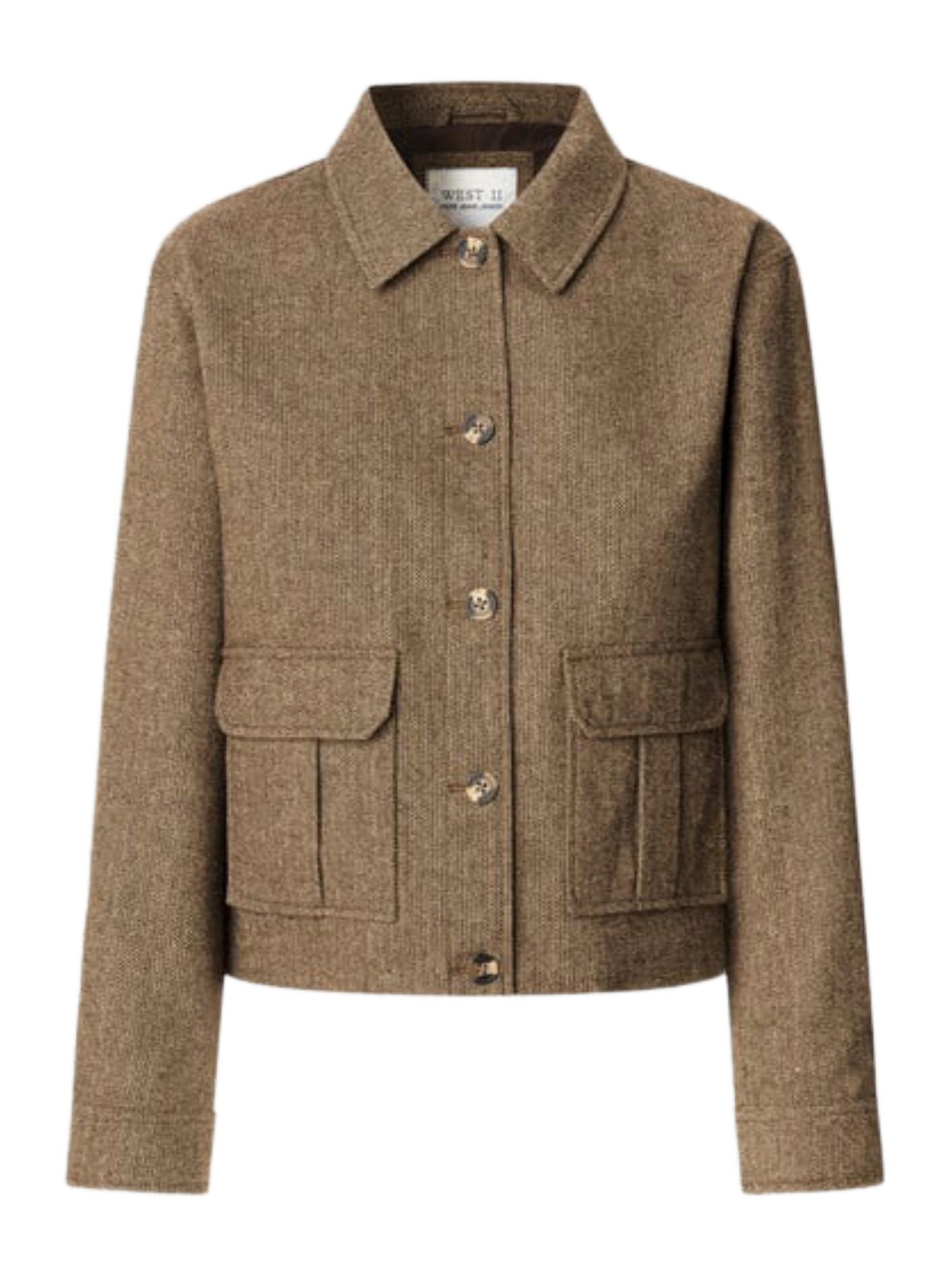 Pepe Jeans Outdoorjacke braun,Casual,Polyester,Allover-Print,Hemdblusenkragen,Lang,Gerade