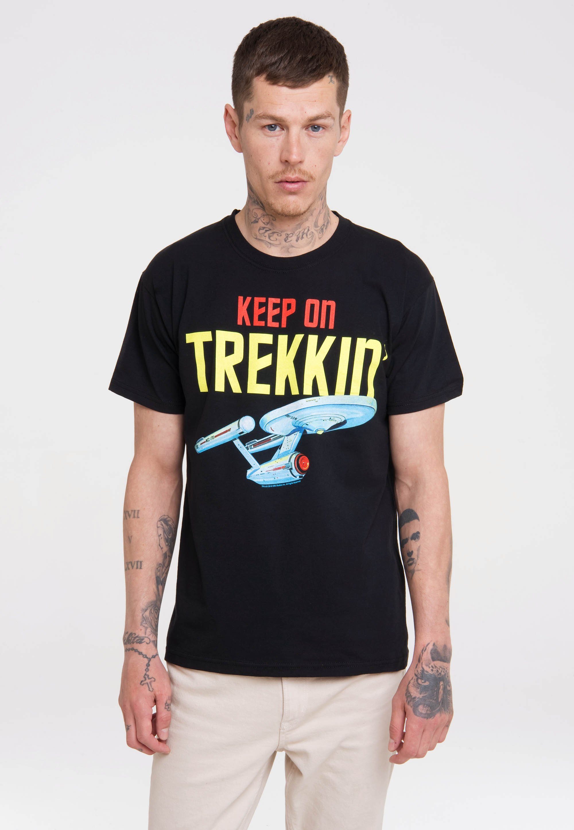 LOGOSHIRT T-Shirt Star Trek – Keep On Trekkin mit lizenziertem Originaldesign