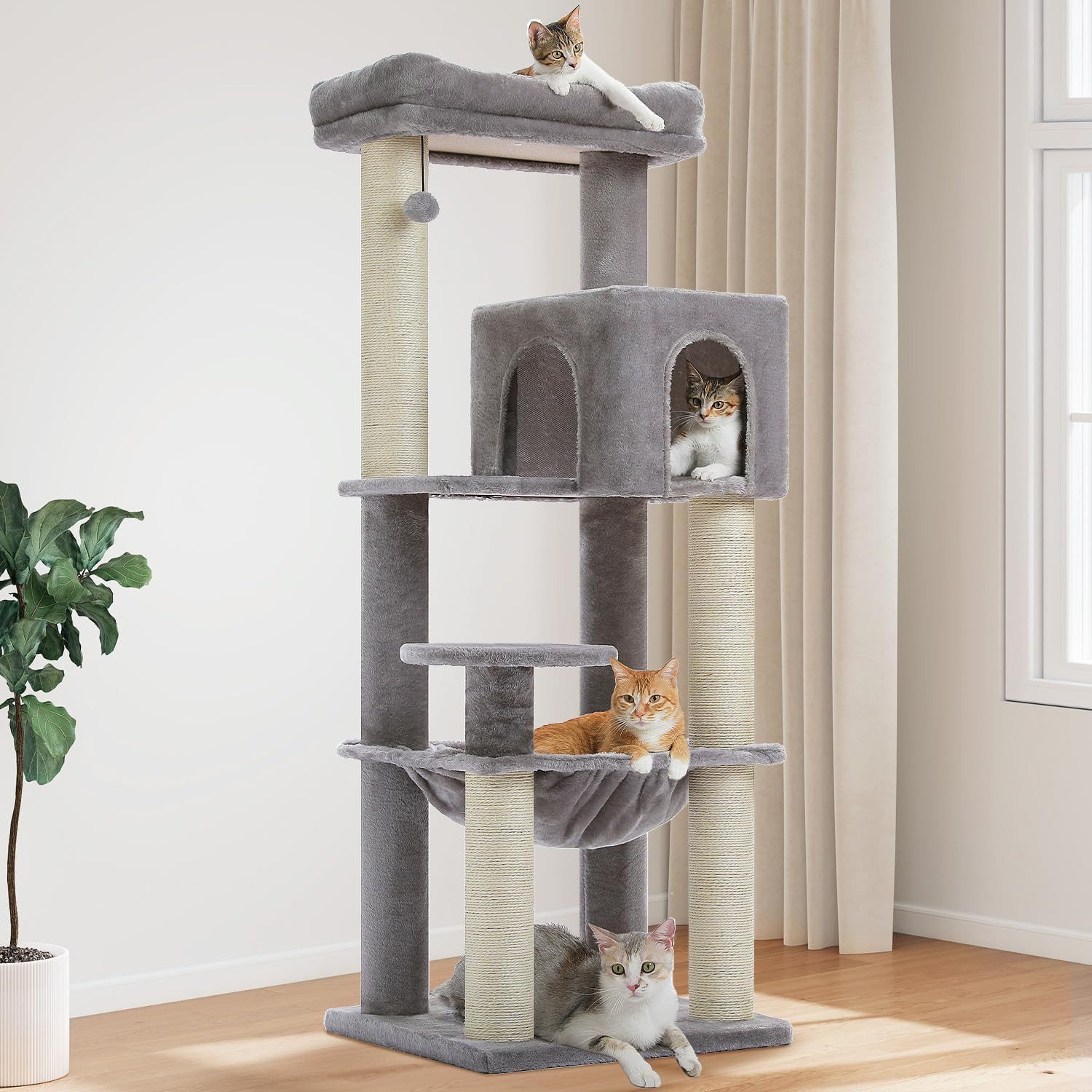 Purpurra Kratzbaum Extradick 8 cm Stamm, robuster Katzenturm, 147 cm, 55L x 45B x 147H cm