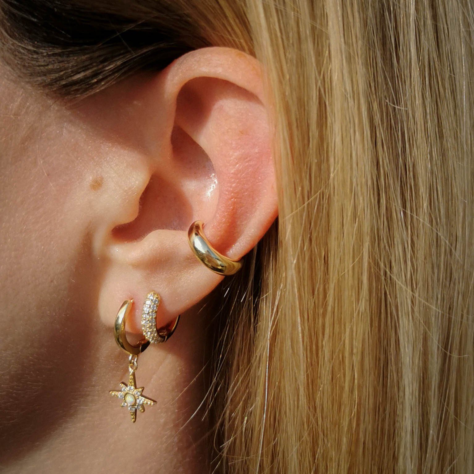 Brandlinger Paar Creolen Ohrringe Cartagena, Silber 925 vergoldet, Weiße Zi günstig online kaufen