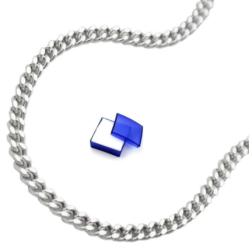 unbespielt Silberkette Halskette Silberkette Flachpanzerkette 2 x  diamantiert 925 Silber 55 cm x 2 mm inklusive kleiner Schmuckbox,  Silberschmuck für Damen und Herren