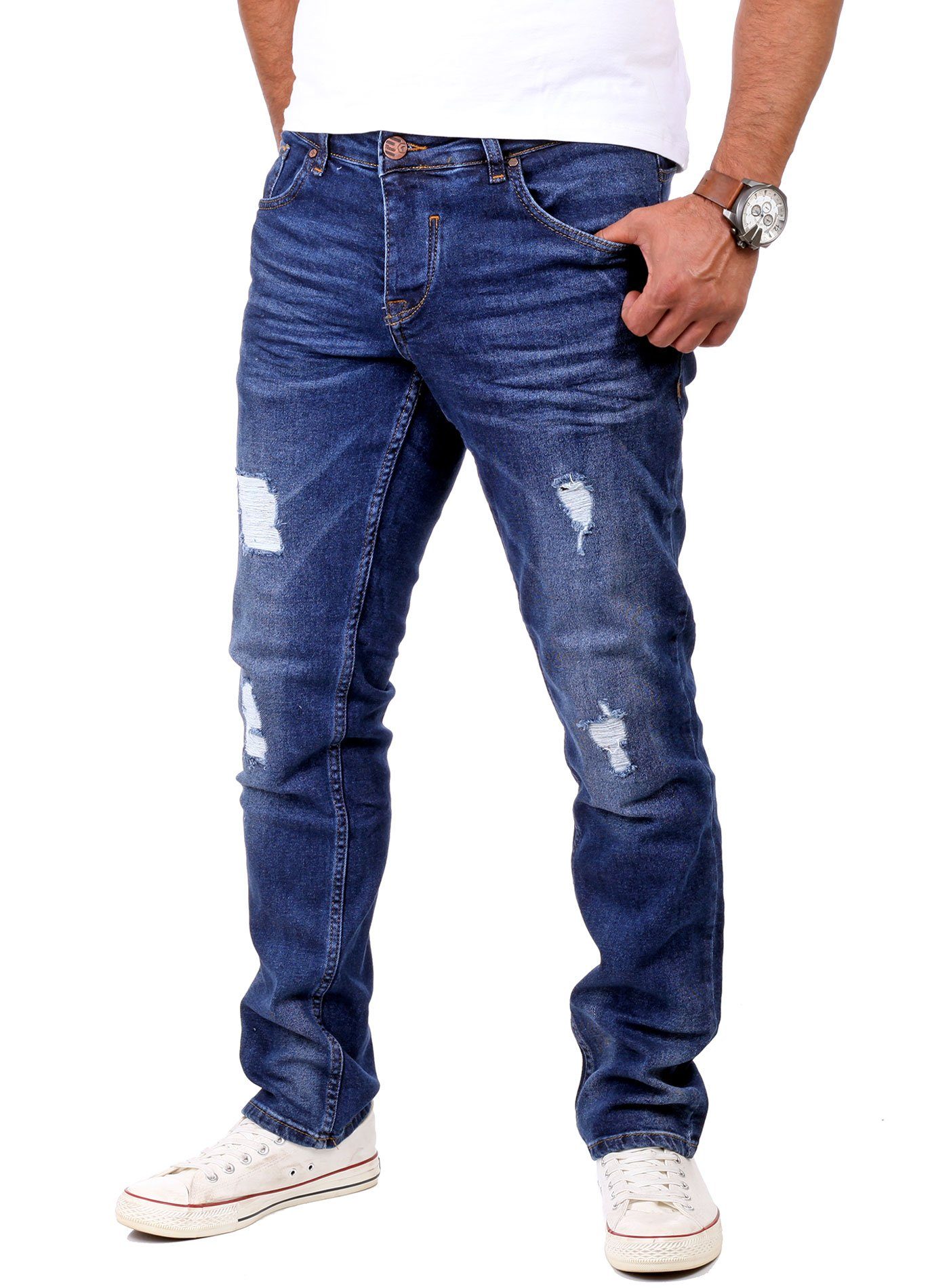 Reslad Destroyed-Jeans Reslad Jeans Herren Destroyed Look Slim Fit Denim St günstig online kaufen